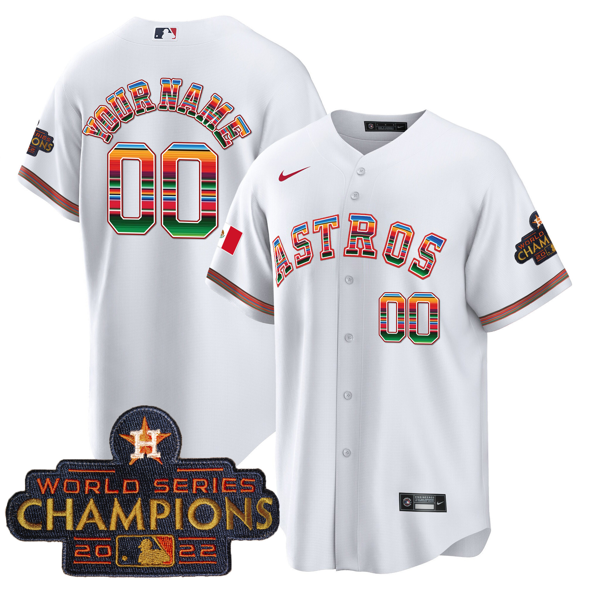 Houston Astros Mexico Cool Base Limited Custom White Jersey - All Stitched