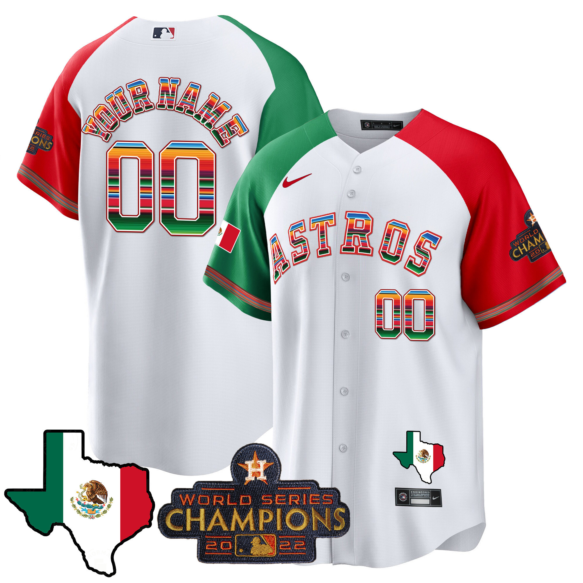 Houston Astros Mexico Texas Map Cool Base Custom Alternate Jersey - All Stitched