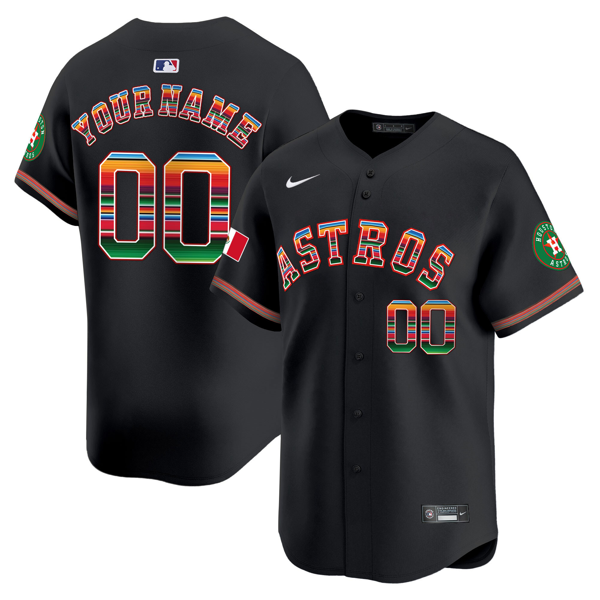 Houston Astros Mexico Vapor Premier Limited Custom Black Jersey - All Stitched