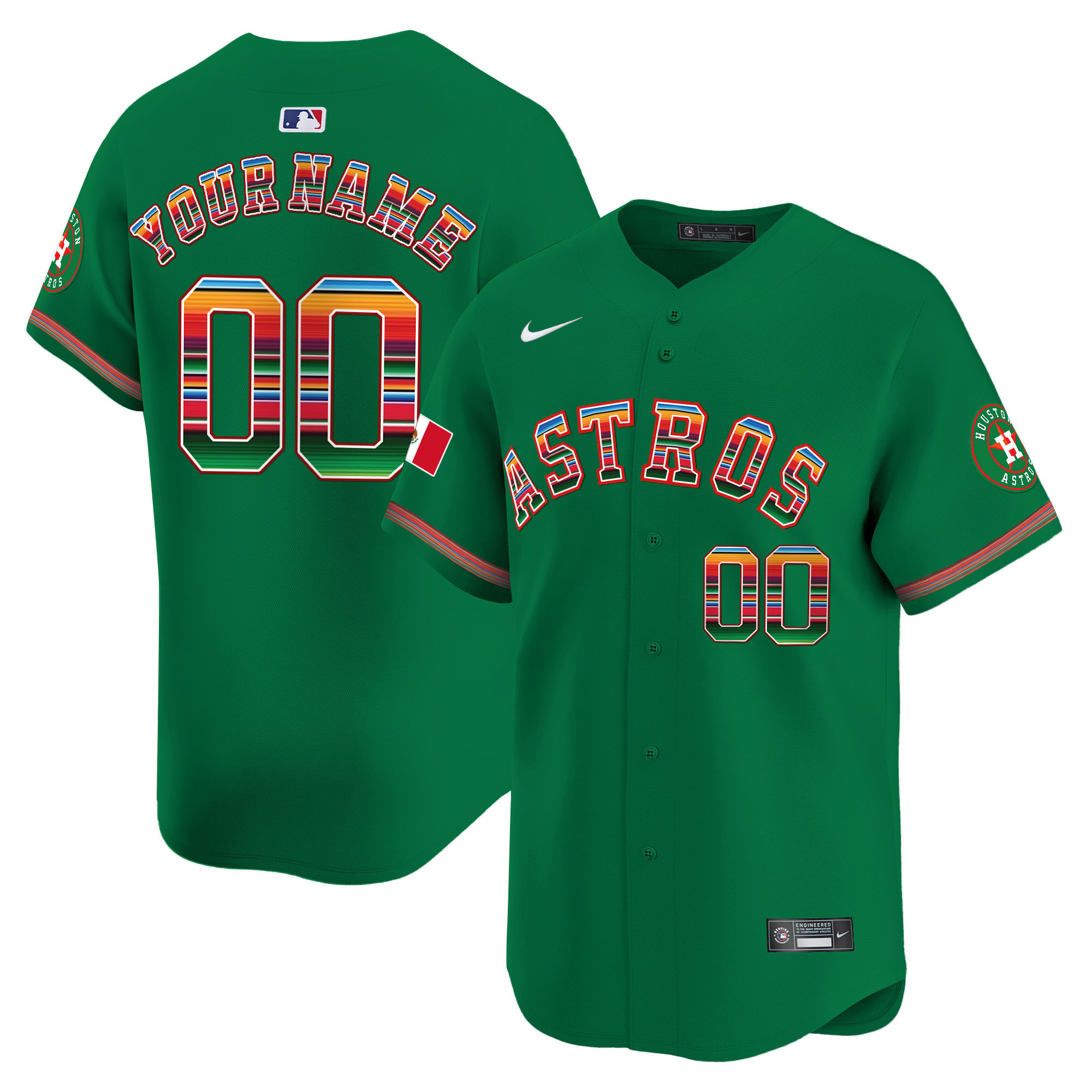 Houston Astros Mexico Vapor Premier Limited Custom Green Jersey - All Stitched