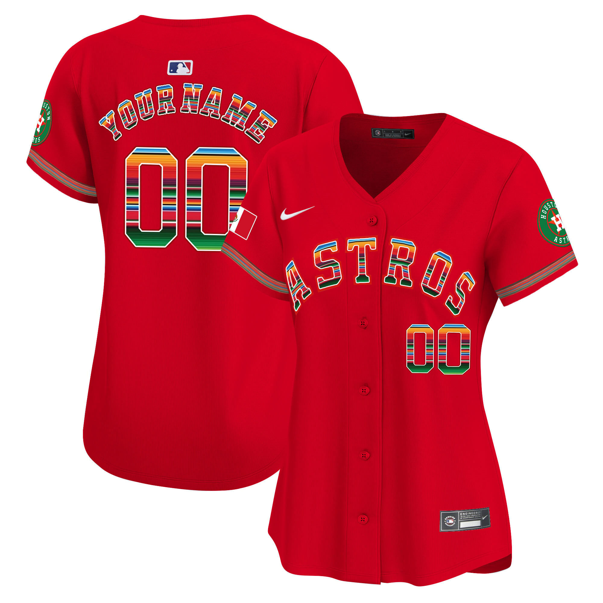 Houston Astros Mexico Vapor Premier Limited Custom Red Jersey - All Stitched