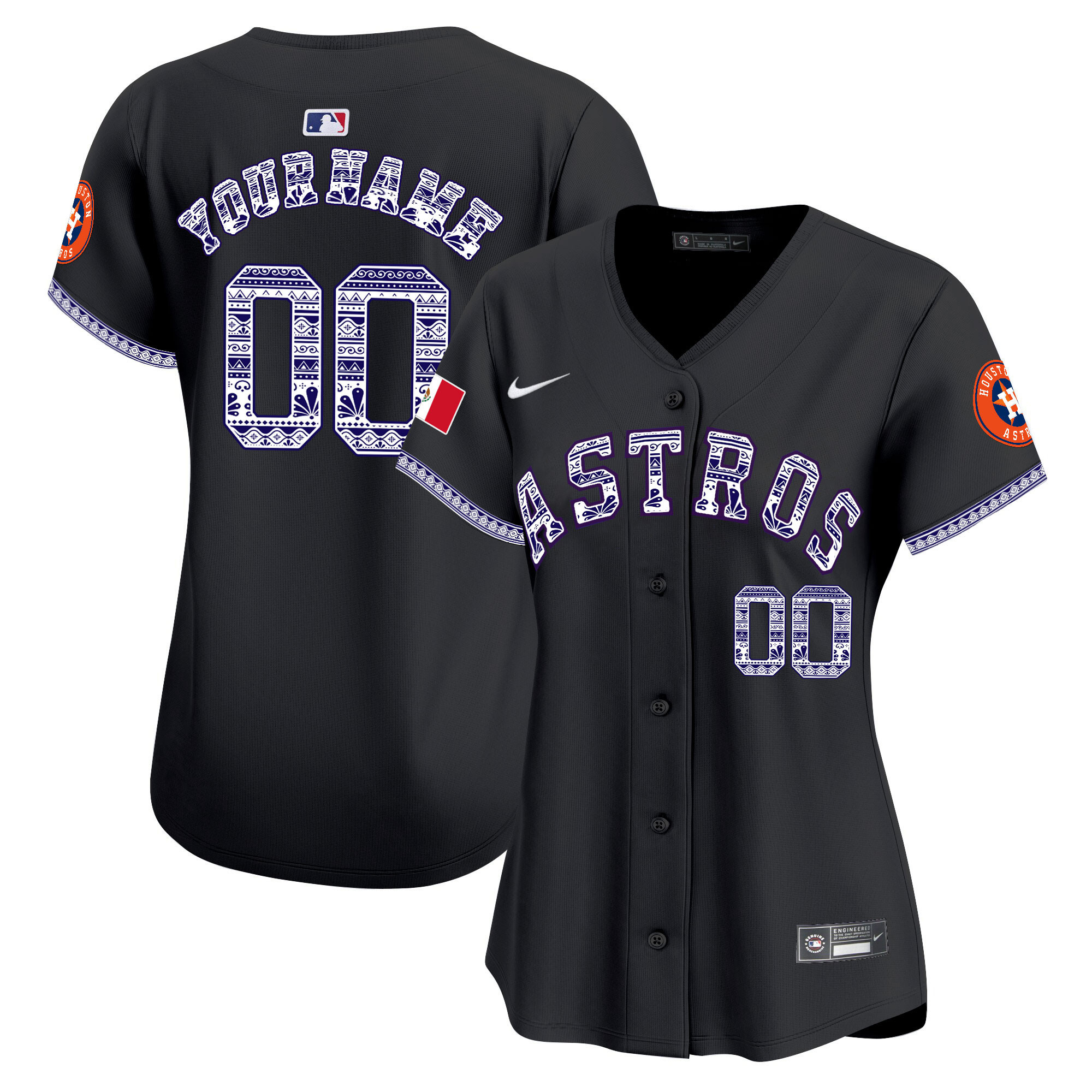 Houston Astros Mexico Vapor Premier Limited Custom V2 Black Jersey - All Stitched