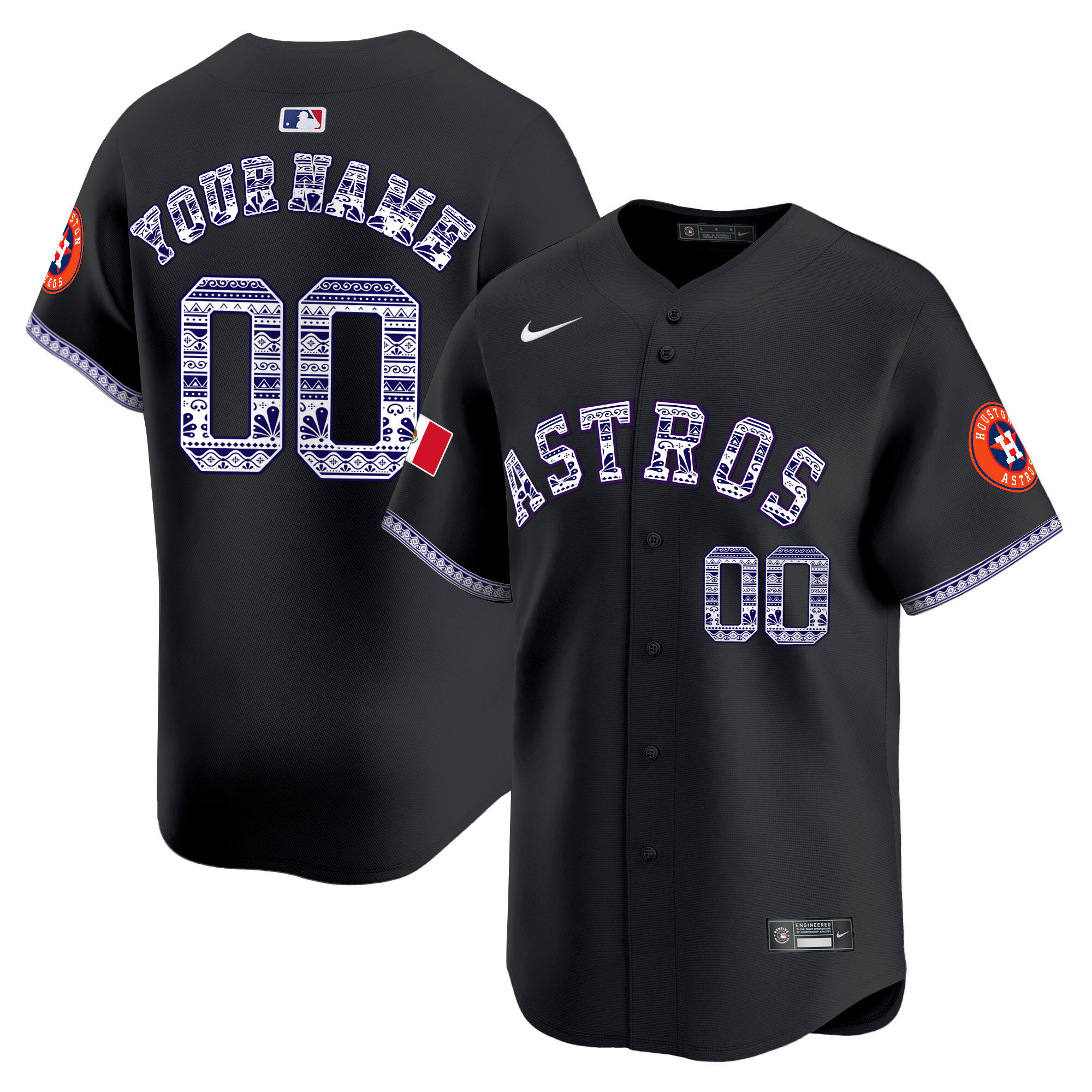 Houston Astros Mexico Vapor Premier Limited Custom V2 Black Jersey - All Stitched