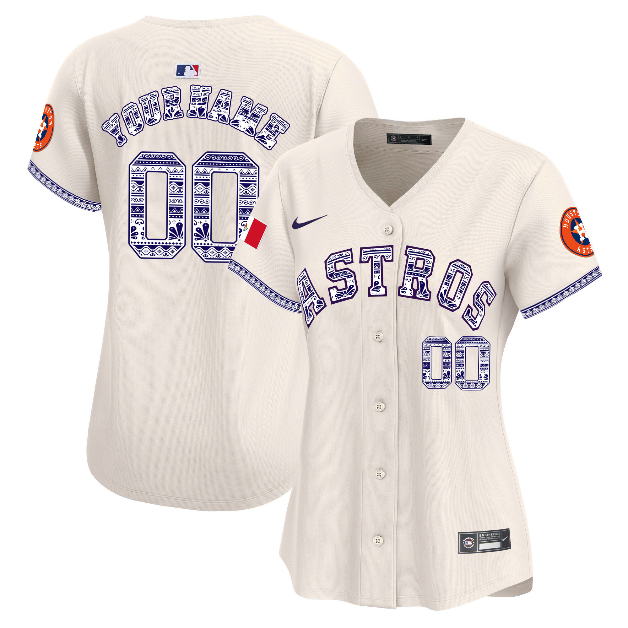 Houston Astros Mexico Vapor Premier Limited Custom V2 Cream Jersey - All Stitched