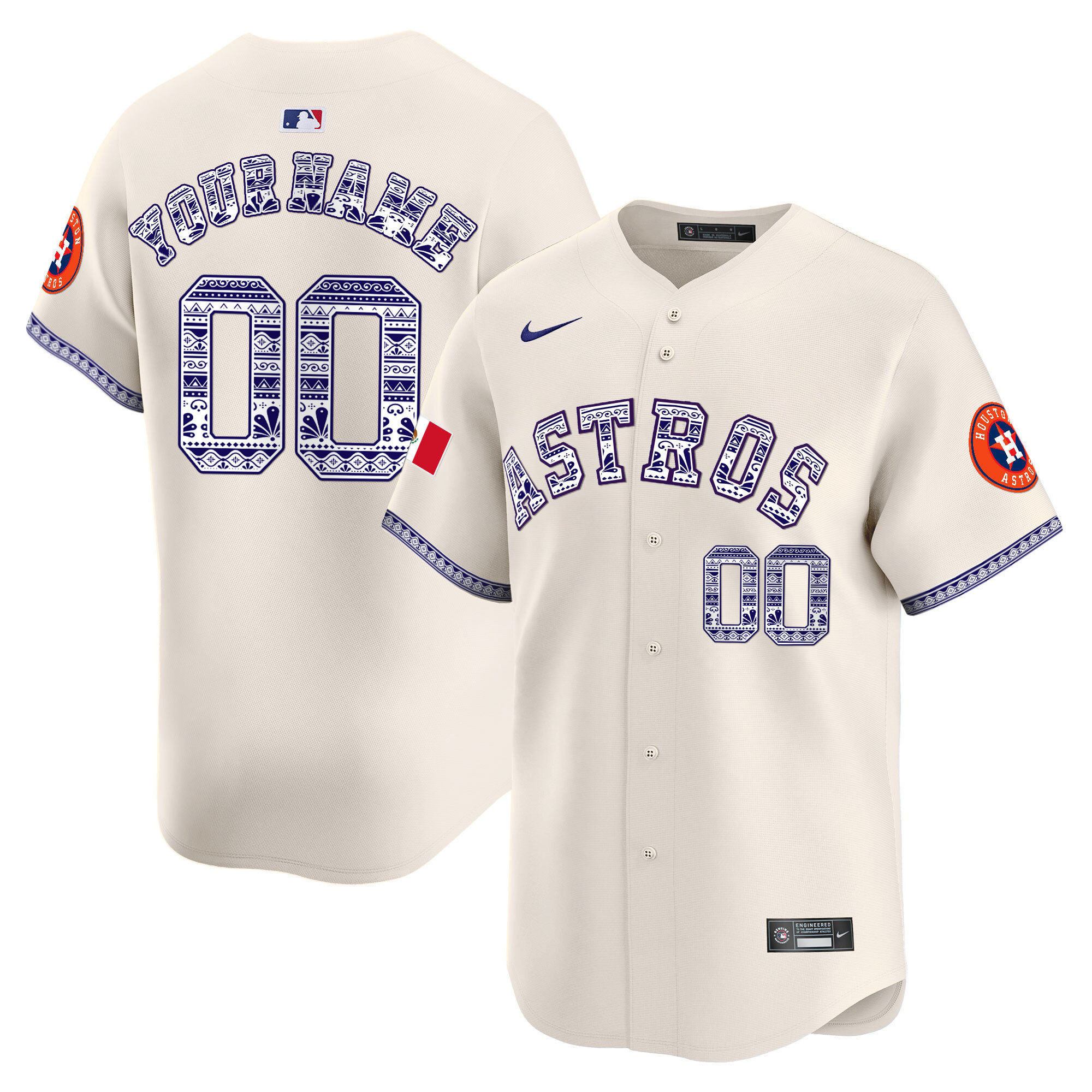 Houston Astros Mexico Vapor Premier Limited Custom V2 Cream Jersey - All Stitched