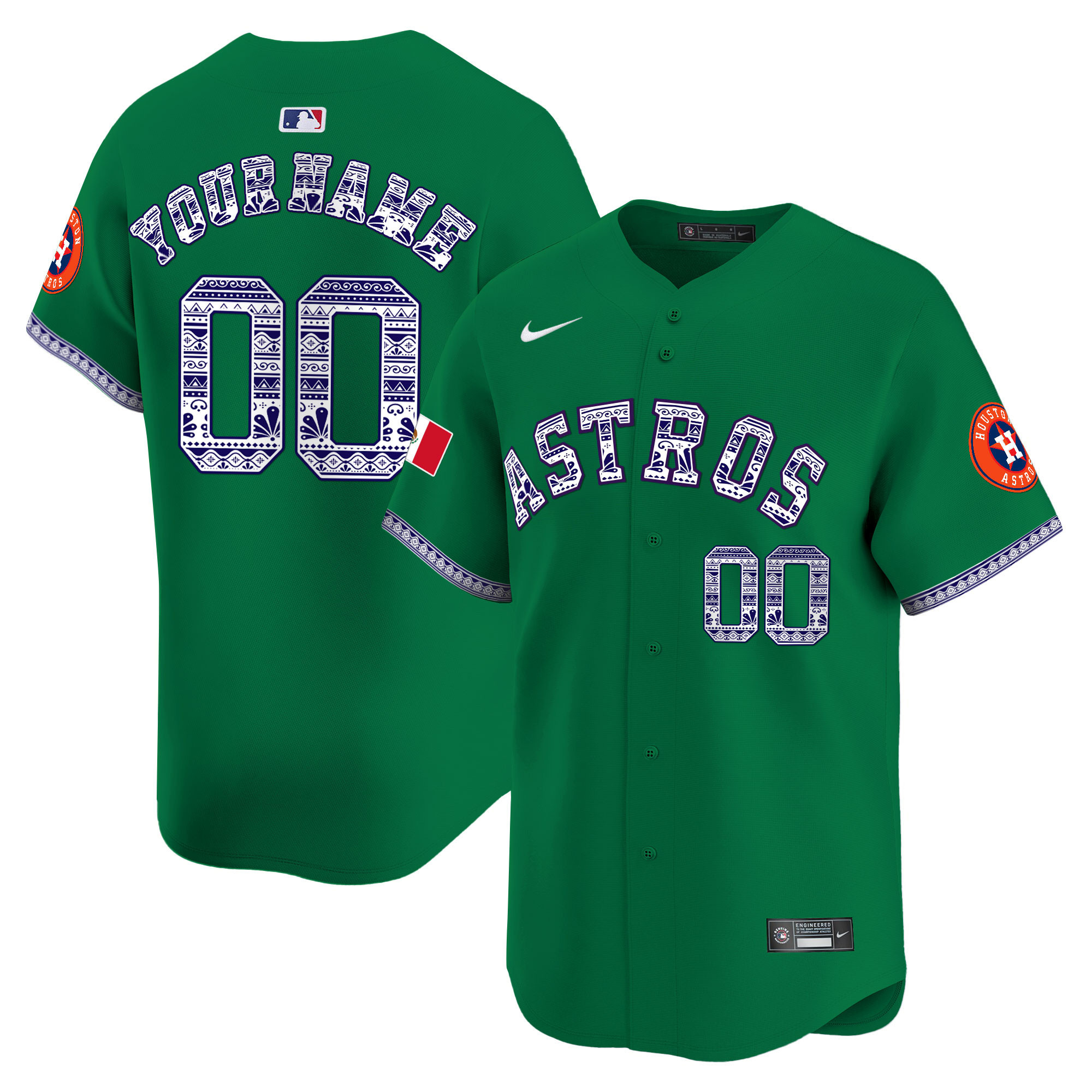 Houston Astros Mexico Vapor Premier Limited Custom V2 Green Jersey - All Stitched