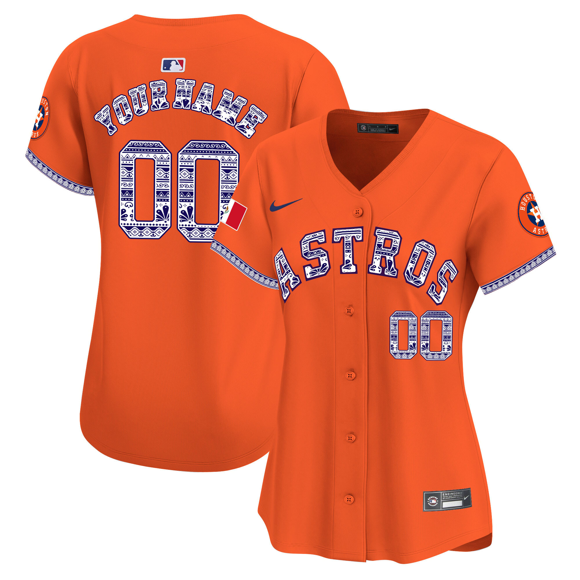 Houston Astros Mexico Vapor Premier Limited Custom V2 Orange Jersey - All Stitched