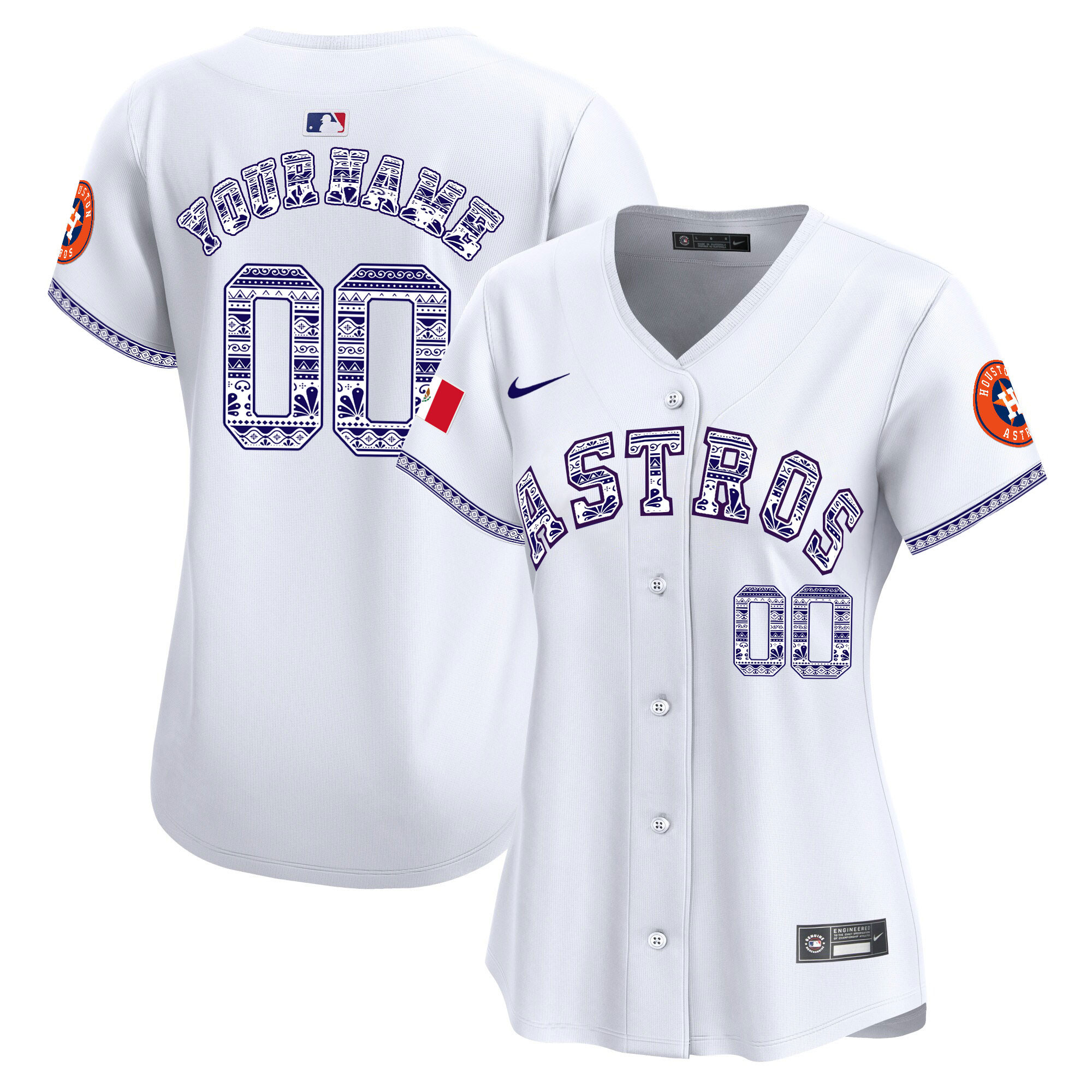Houston Astros Mexico Vapor Premier Limited Custom V2 White Jersey - All Stitched