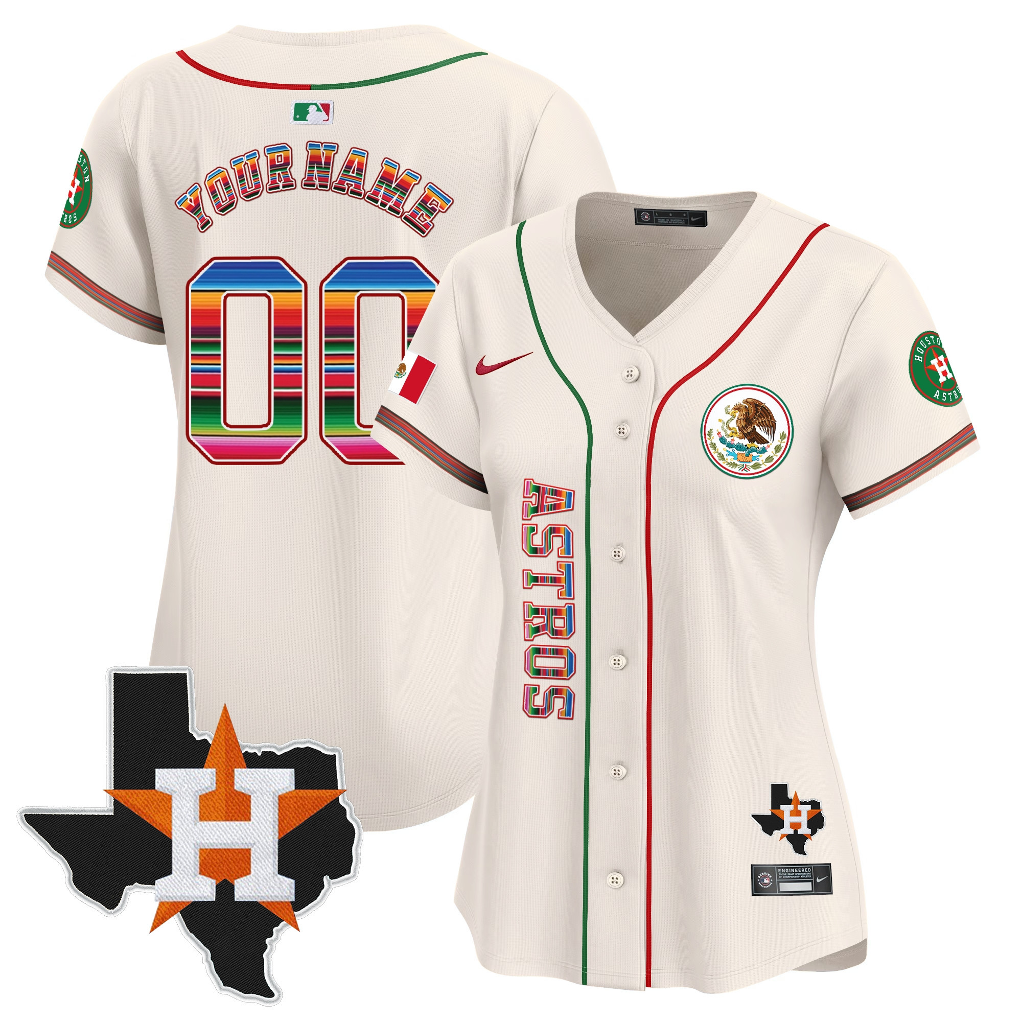 Houston Astros Mexico Vapor Premier Limited Custom V4 Cream Jersey - All Stitched