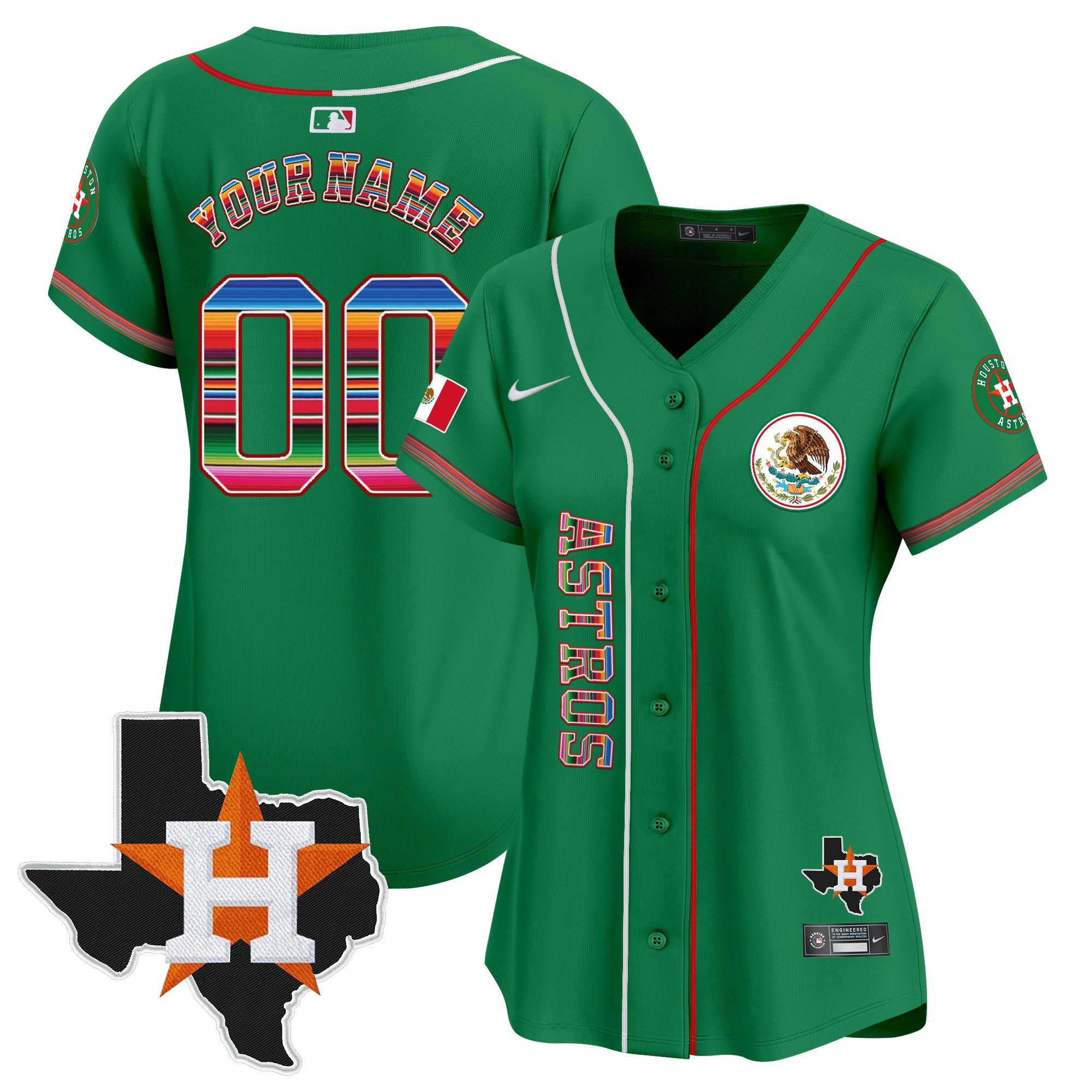 Houston Astros Mexico Vapor Premier Limited Custom V4 Green Jersey - All Stitched