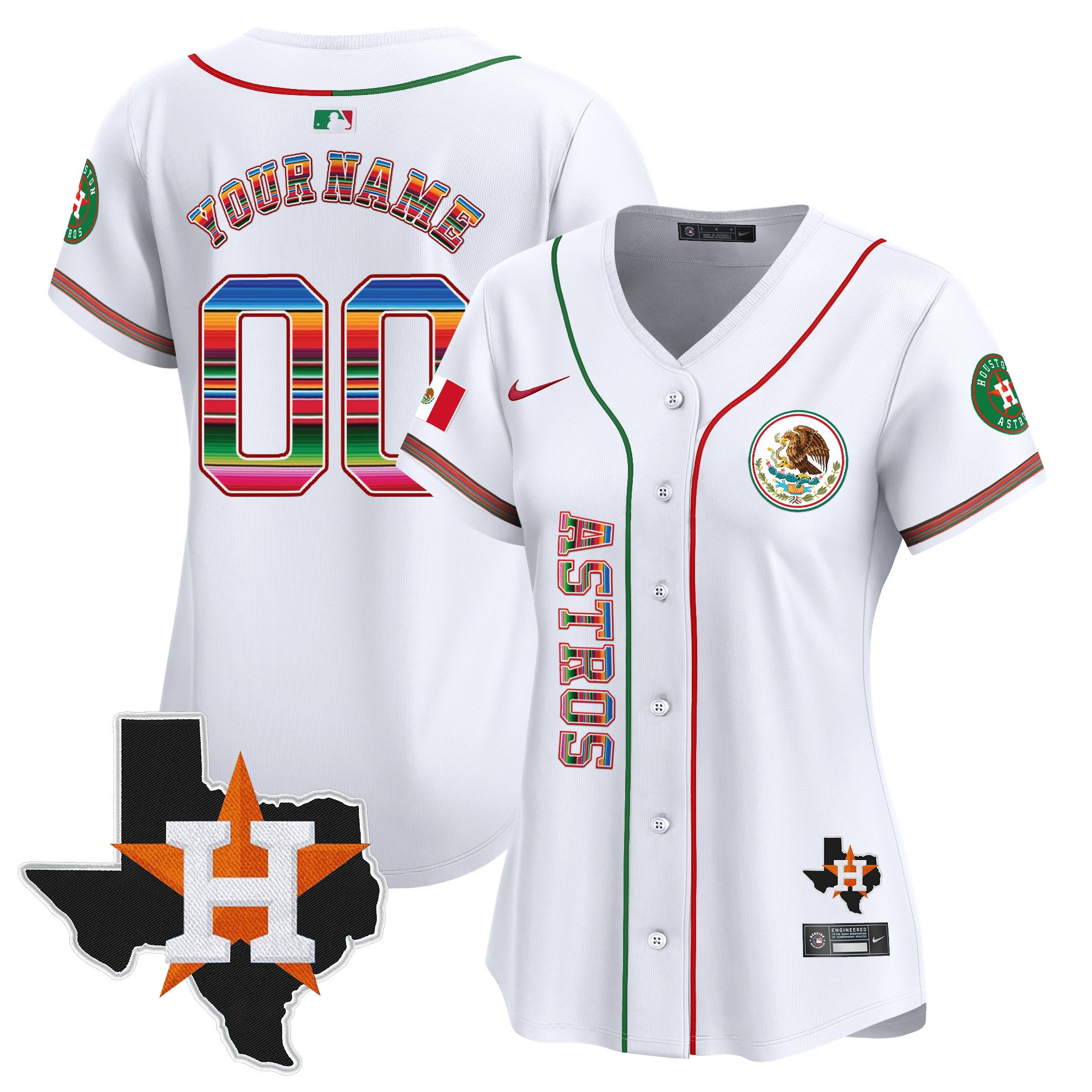 Houston Astros Mexico Vapor Premier Limited Custom V4 White Jersey - All Stitched