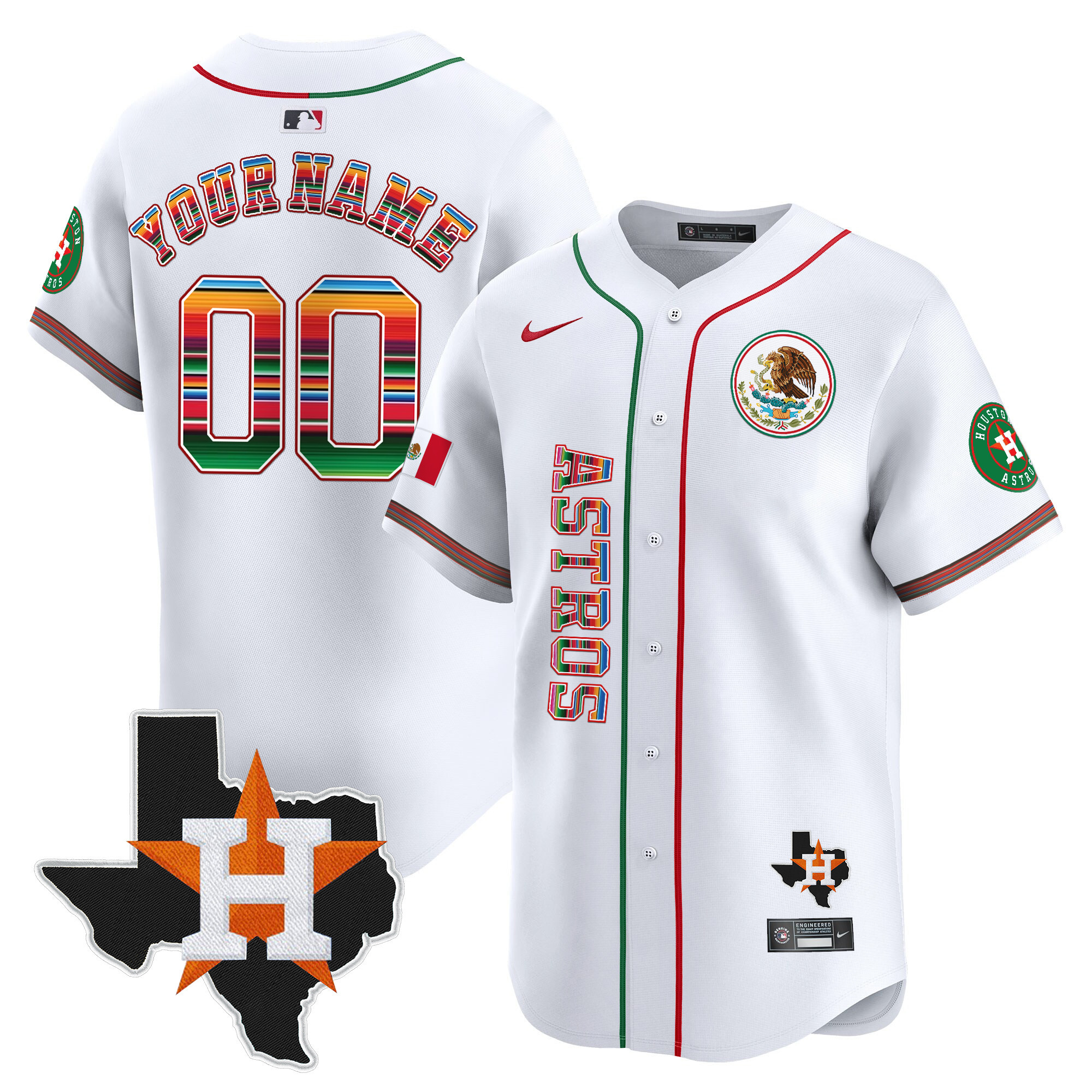 Houston Astros Mexico Vapor Premier Limited Custom V4 White Jersey - All Stitched