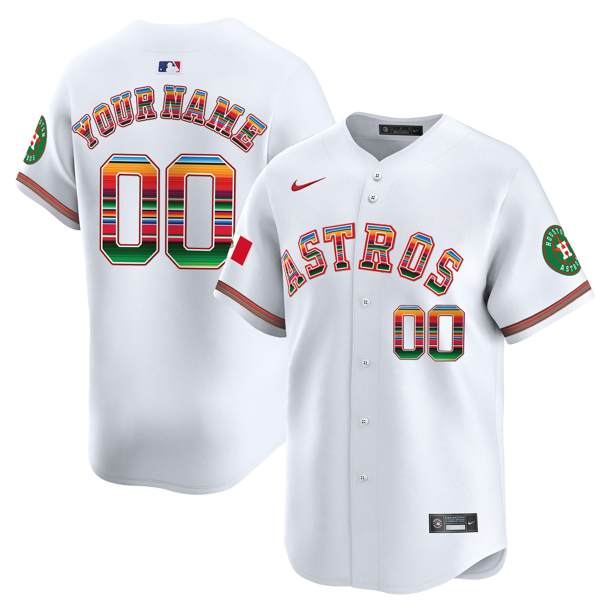 Houston Astros Mexico Vapor Premier Limited Custom White Jersey - All Stitched