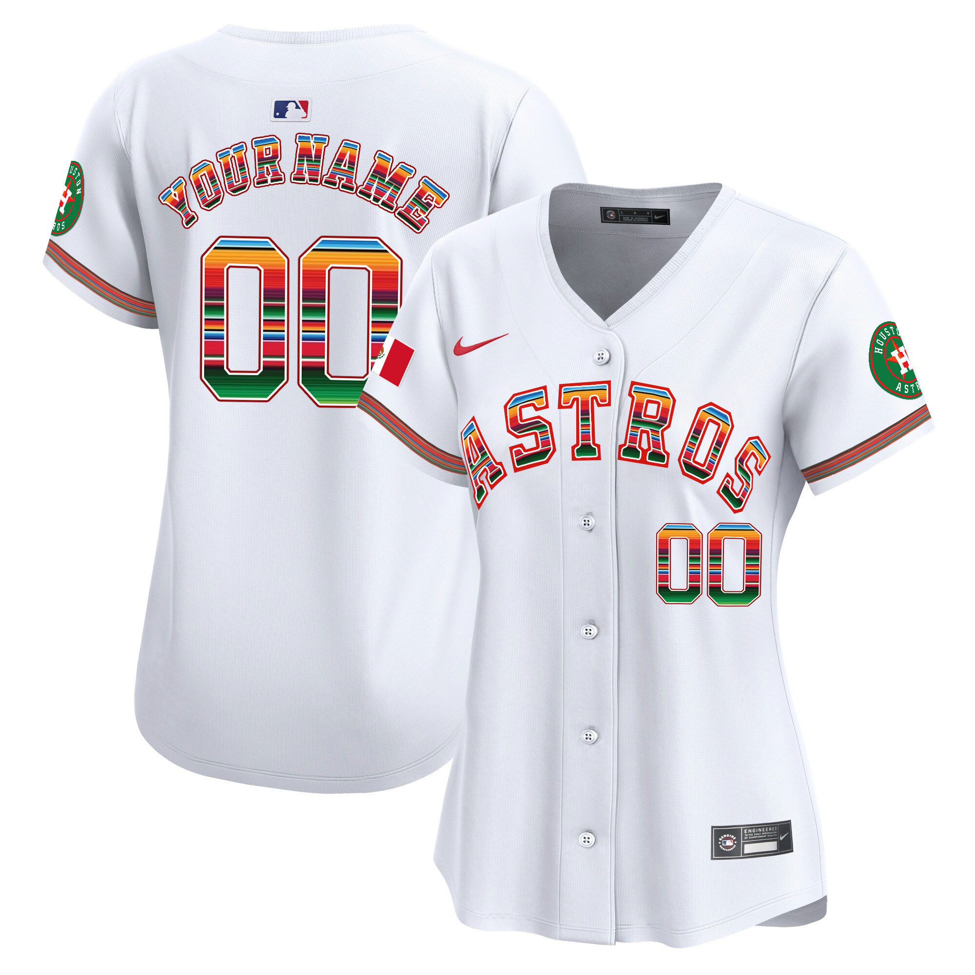 Houston Astros Mexico Vapor Premier Limited Custom White Jersey - All Stitched