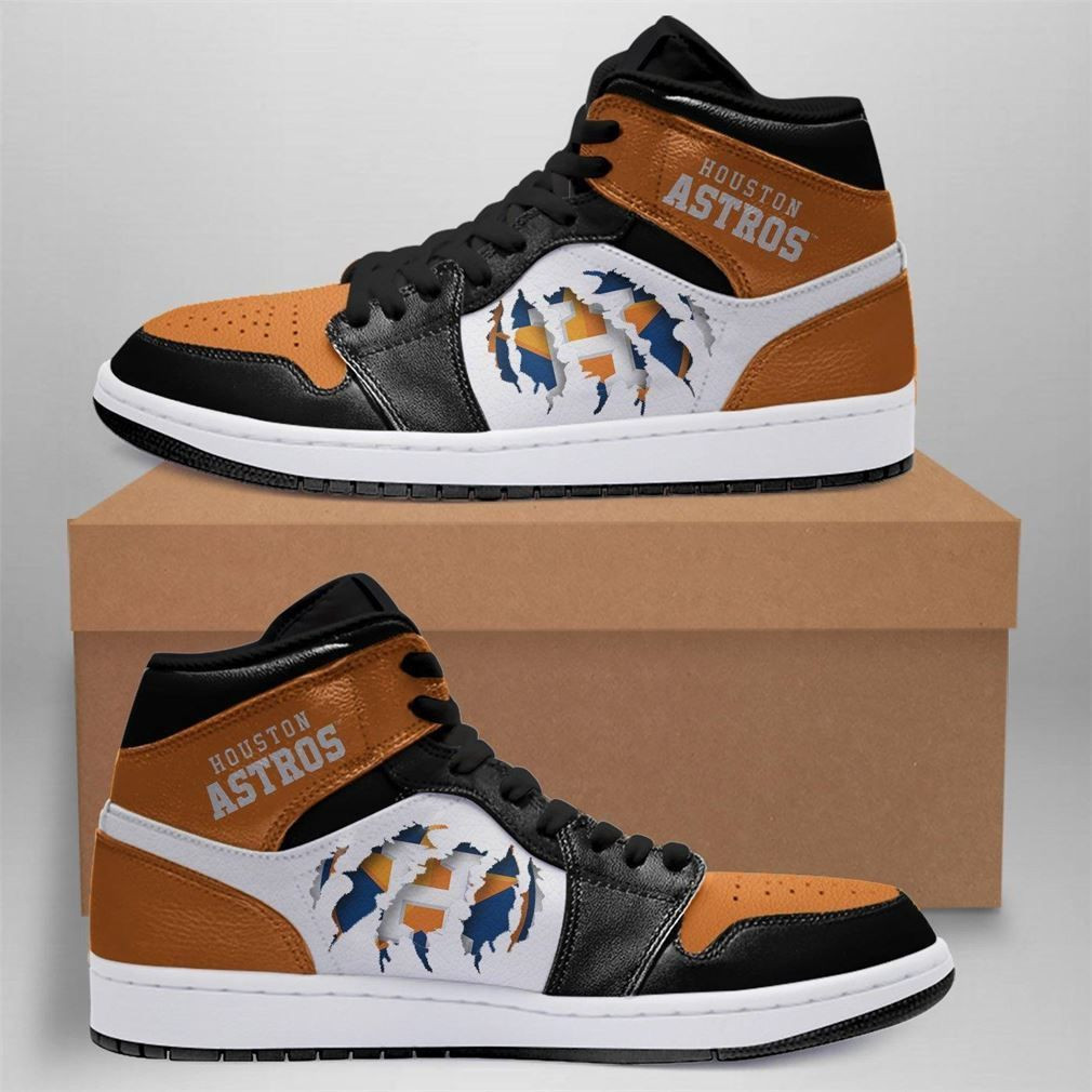Houston Astros MLB baseball Fashion Sneakers Basketball Shoes Leather High Top Air Jordan Sneaker, Air Jordan Hightop