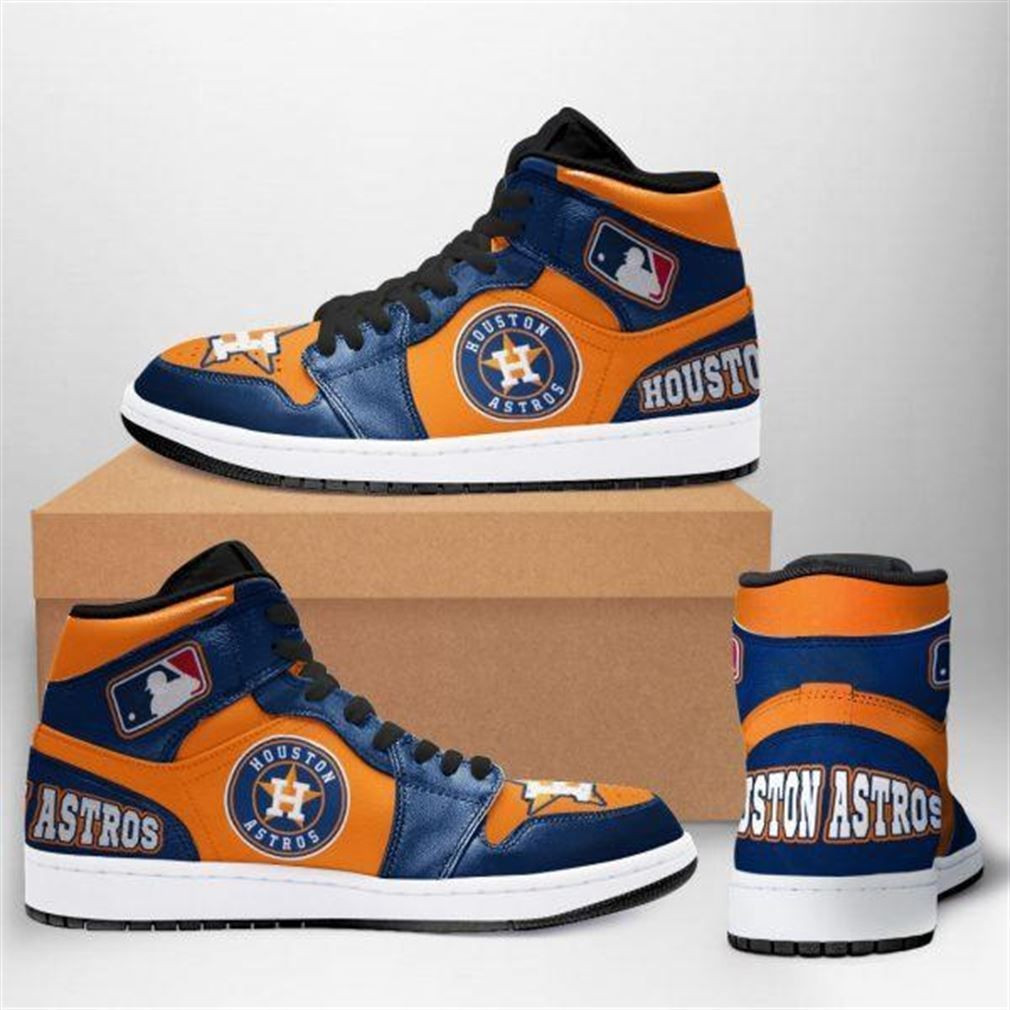 Houston Astros MLB baseball Fashion Sneakers Basketball Shoes Leather High Top Air Jordan Sneaker, Air Jordan Hightop