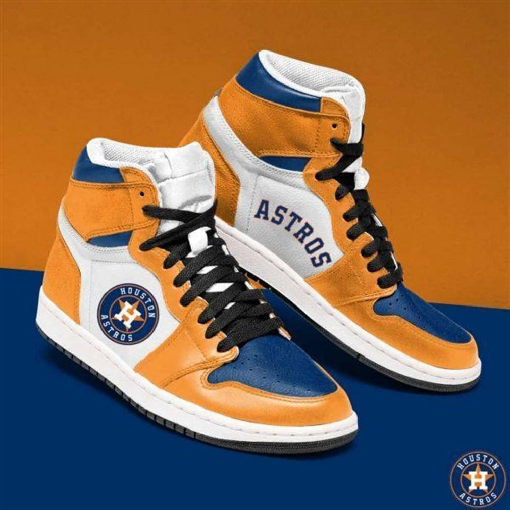 Houston Astros MLB baseball Fashion Sneakers Basketball Shoes Leather High Top Air Jordan Sneaker, Air Jordan Hightop
