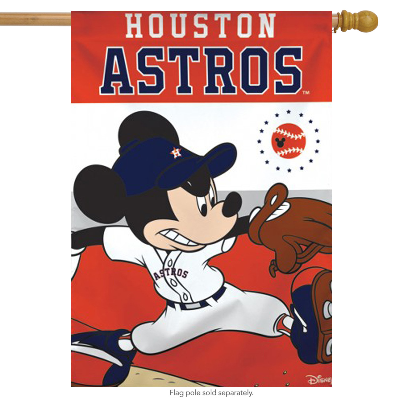 Houston Astros MLB Mickey Mouse Baseball Garden Flag, House Flag