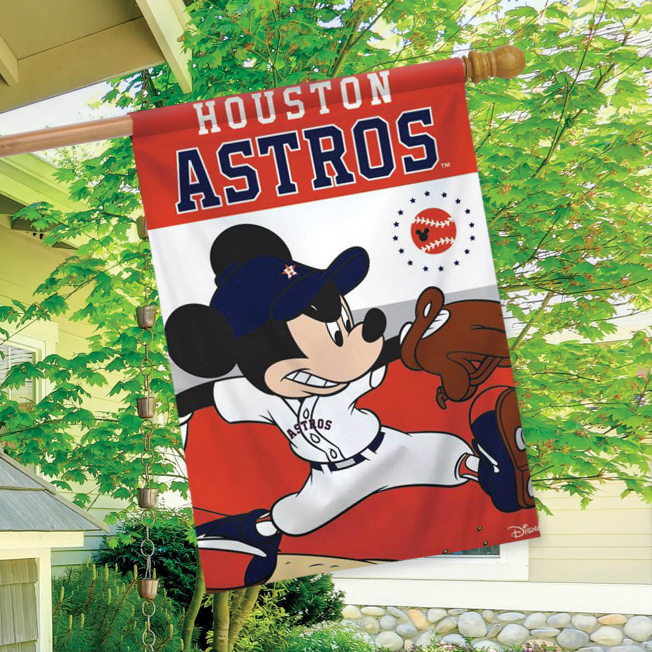 Houston Astros MLB Mickey Mouse Baseball Garden Flag, House Flag