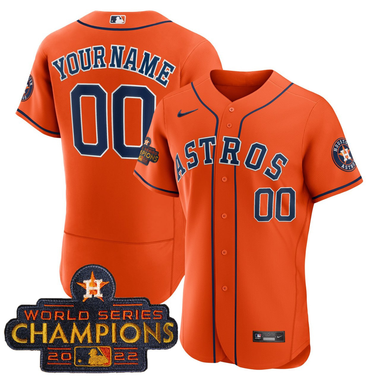 Houston Astros Orange Custom Flex Base Jersey - All Stitched