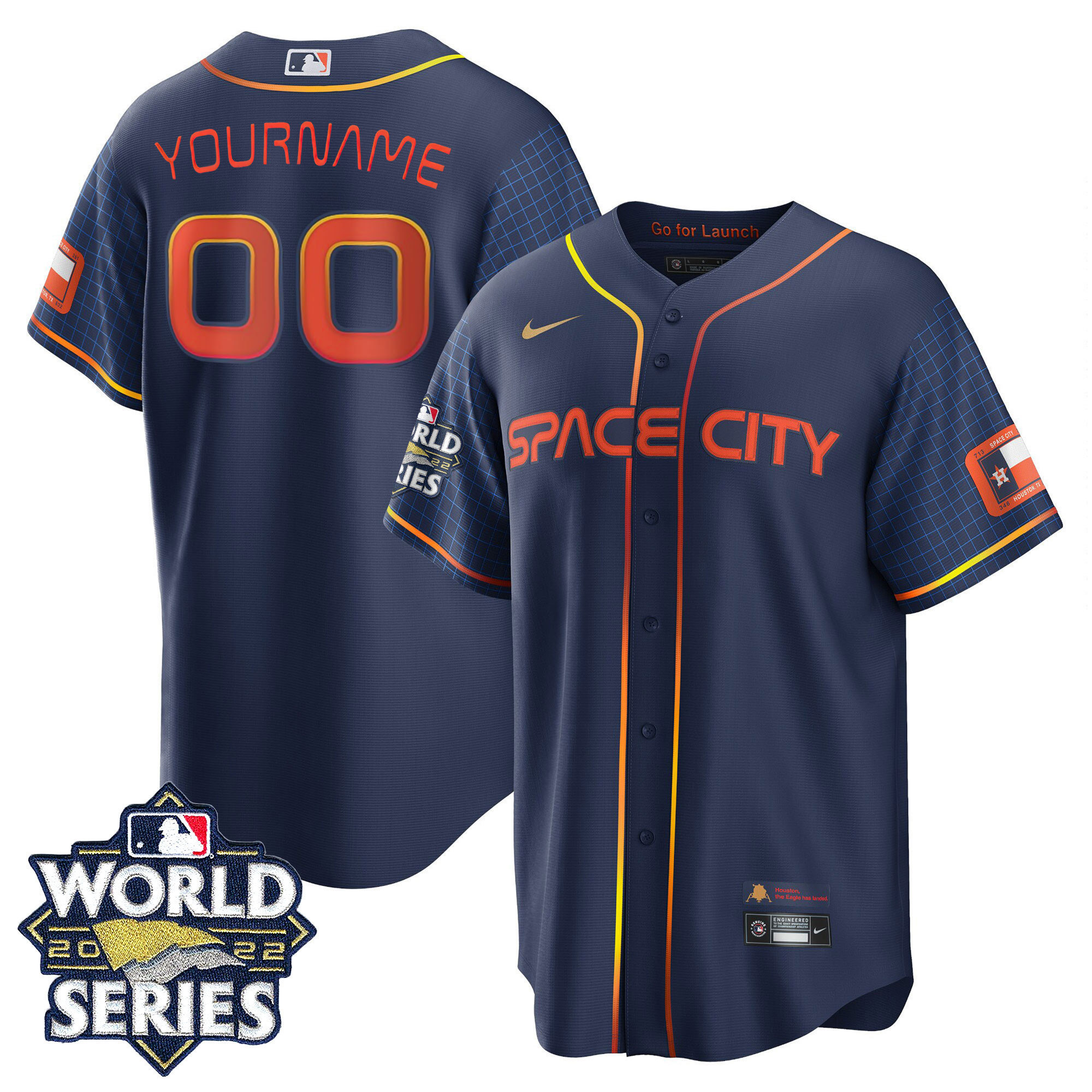 Houston Astros Space City Custom Name and Number Cool Base Jersey - All Stitched
