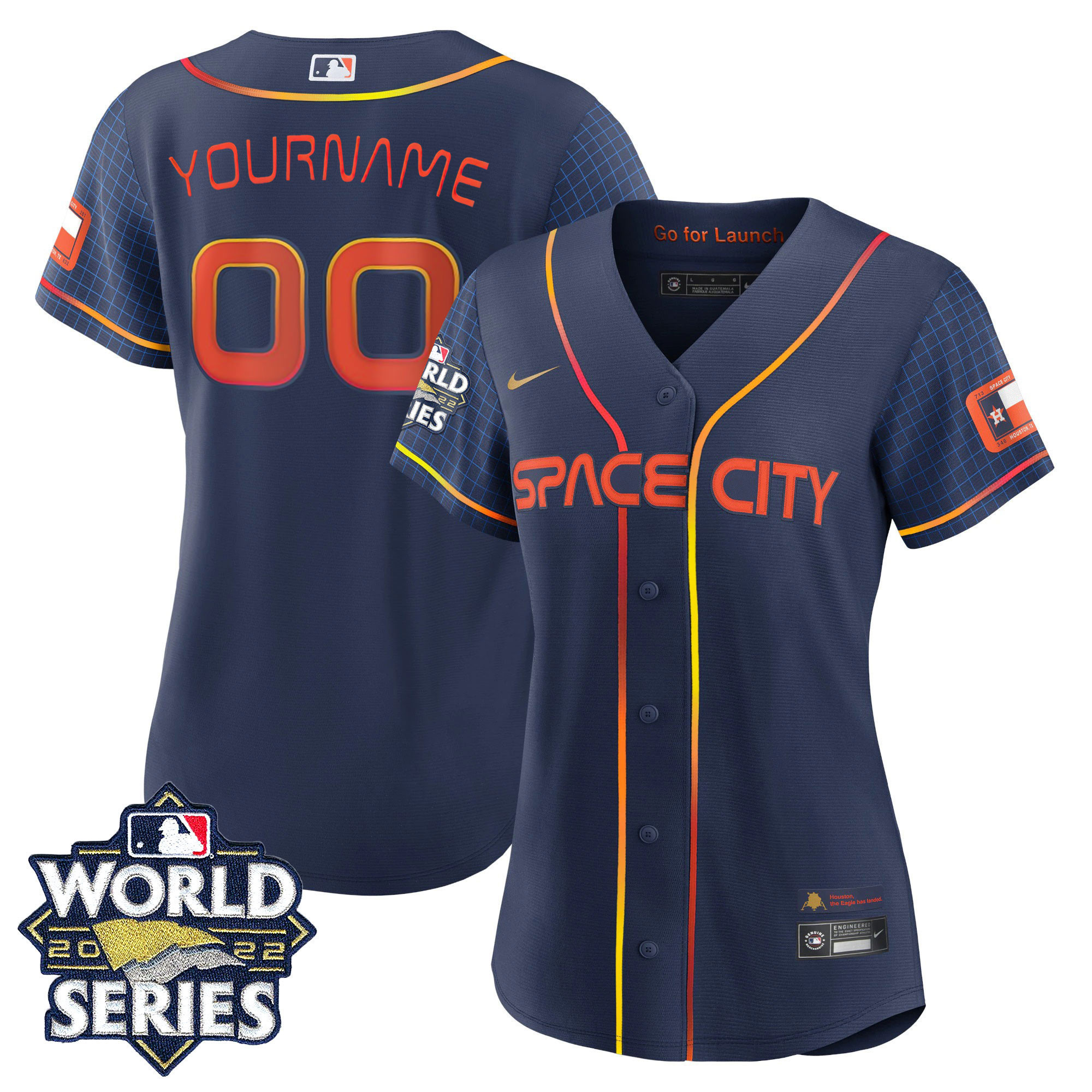 Houston Astros Space City Custom Name and Number Cool Base Jersey - All Stitched