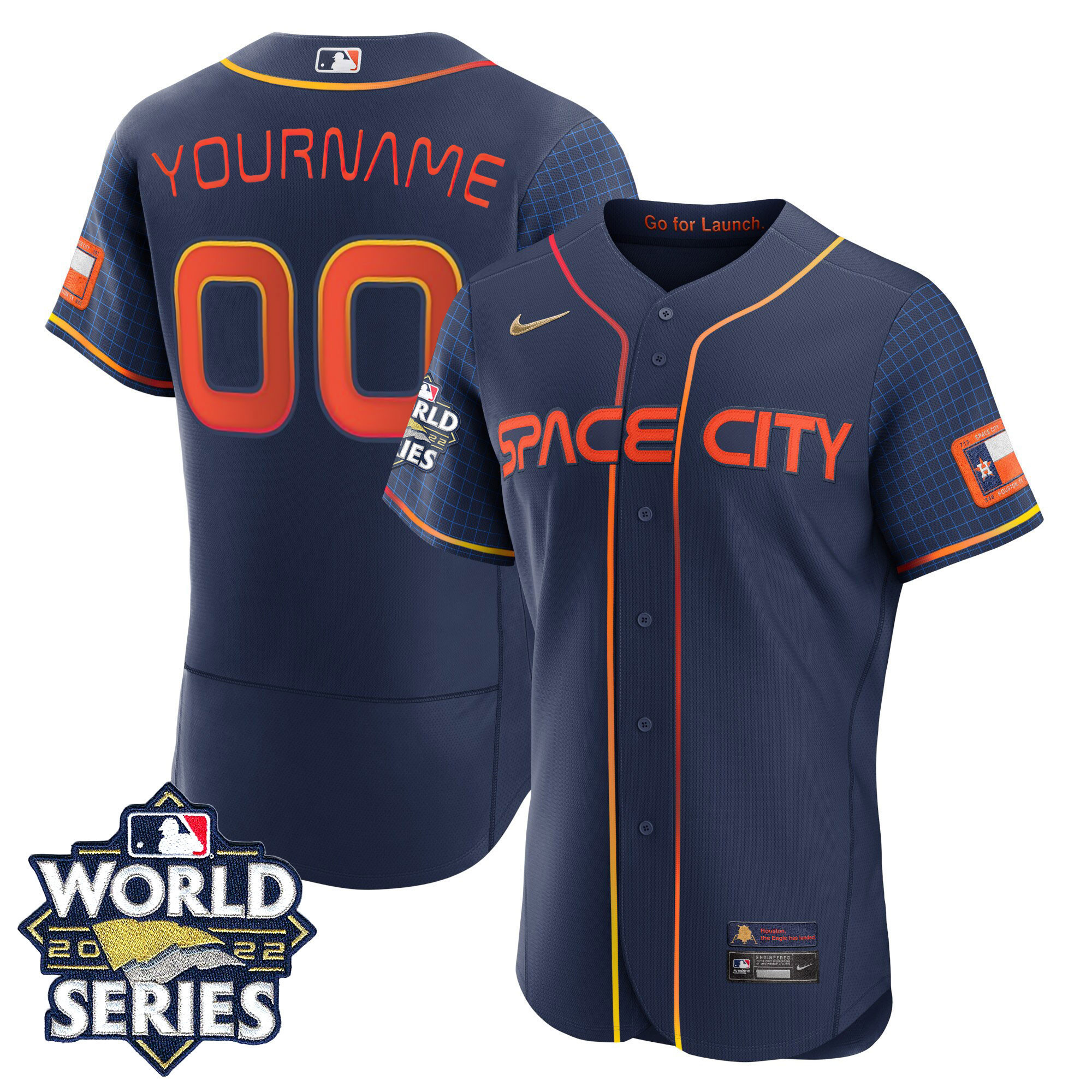 Houston Astros Space City Custom Name and Number Flex Base Jersey - All Stitched