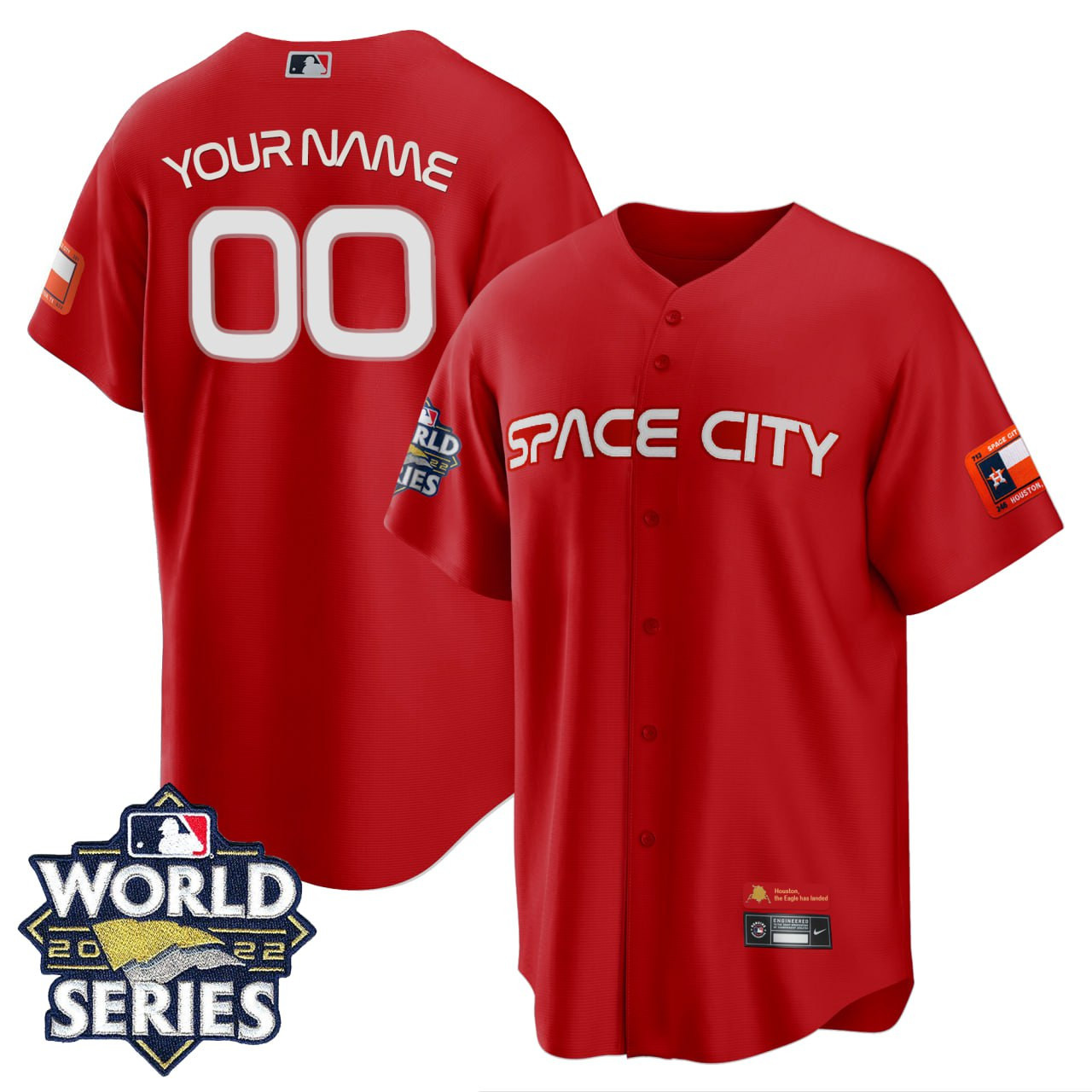 Houston Astros Space City Custom Red Jersey - All Stitched