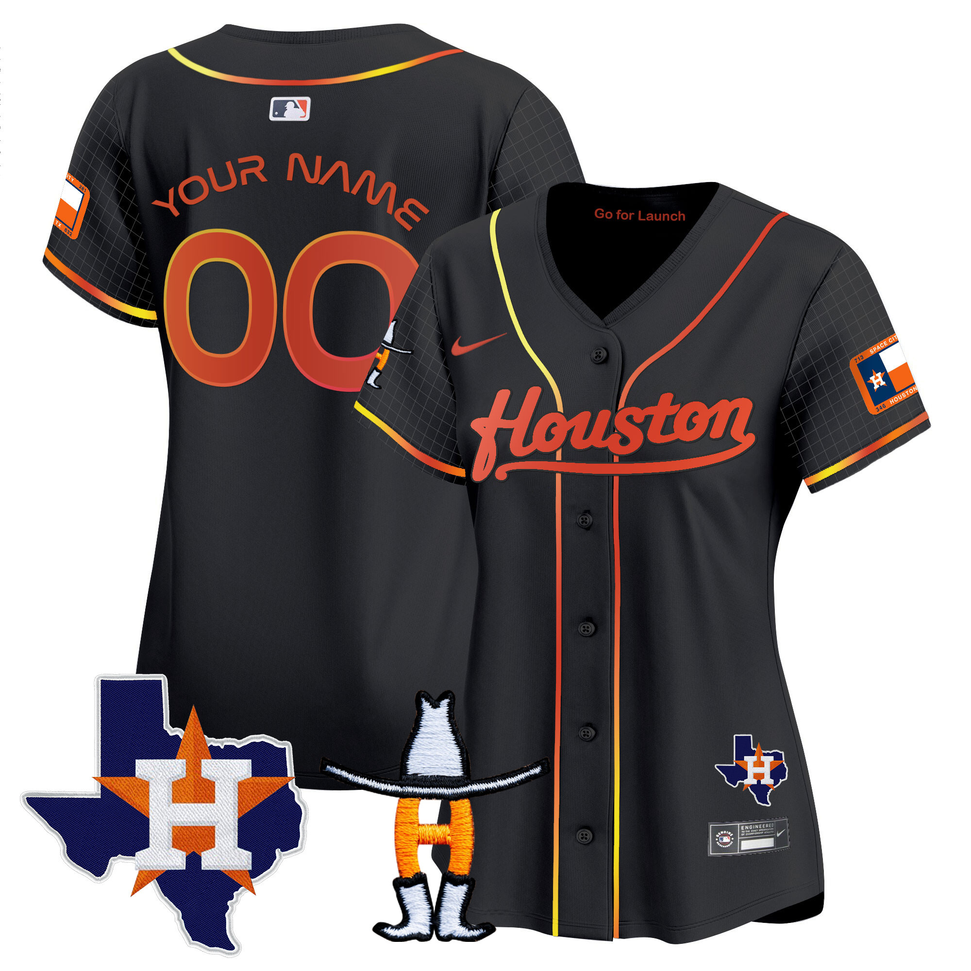 Houston Astros Space City Houston Rodeo Patch Vapor Premier Limited Black Jersey - All Stitched