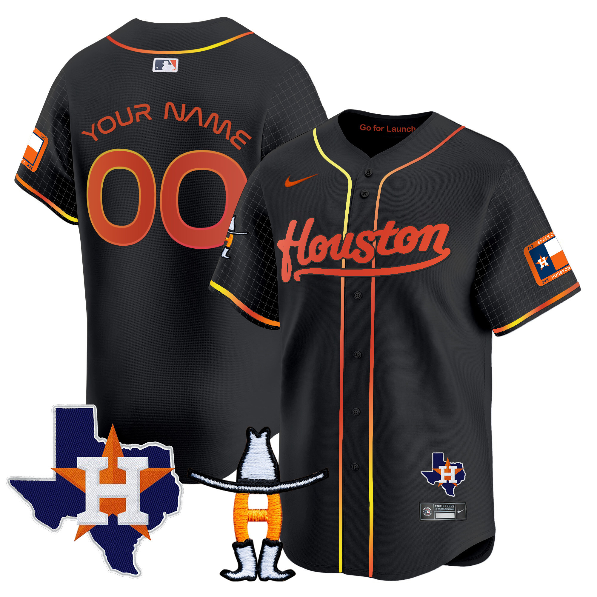 Houston Astros Space City Houston Rodeo Patch Vapor Premier Limited Black Jersey - All Stitched