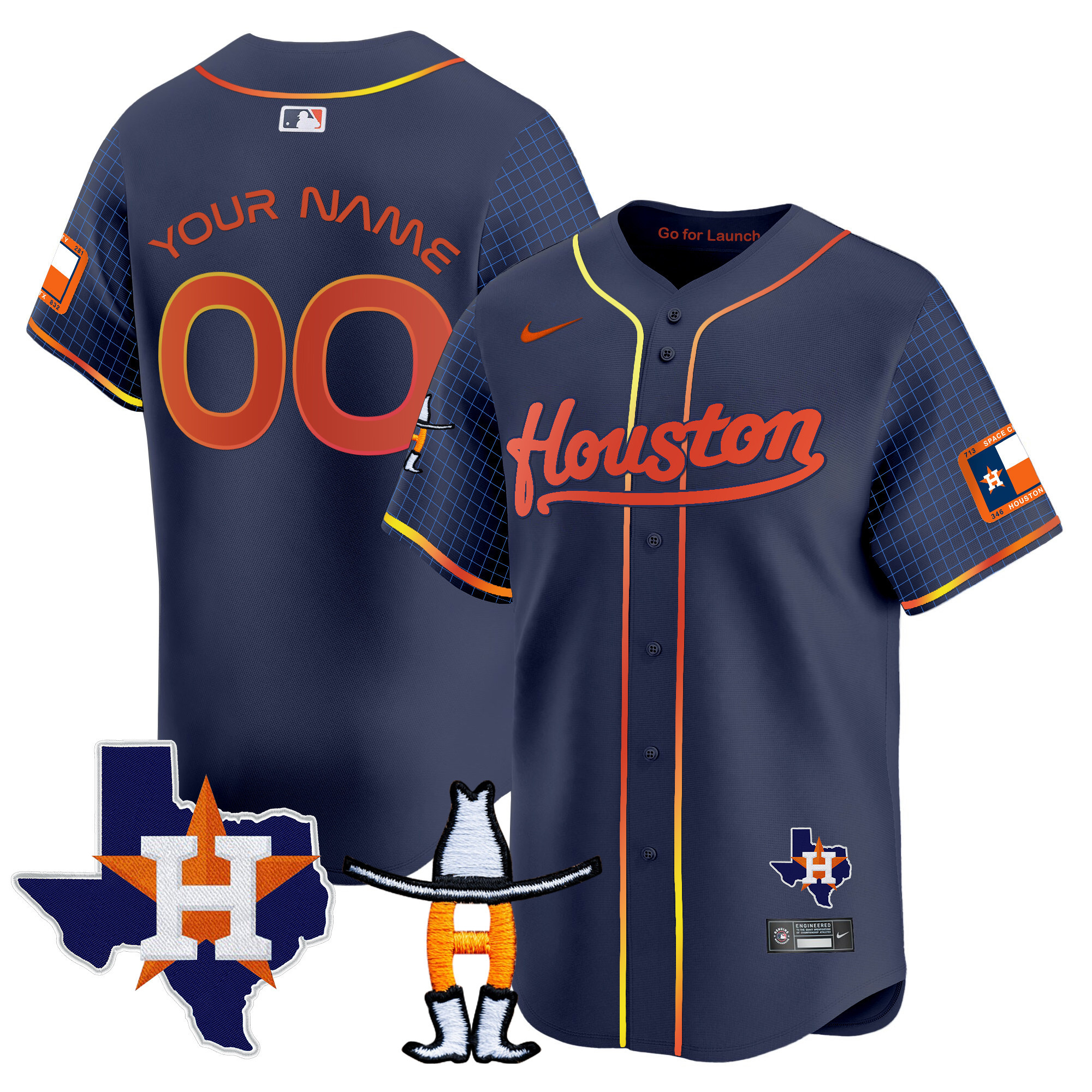 Houston Astros Space City Houston Rodeo Patch Vapor Premier Limited Navy Jersey - All Stitched