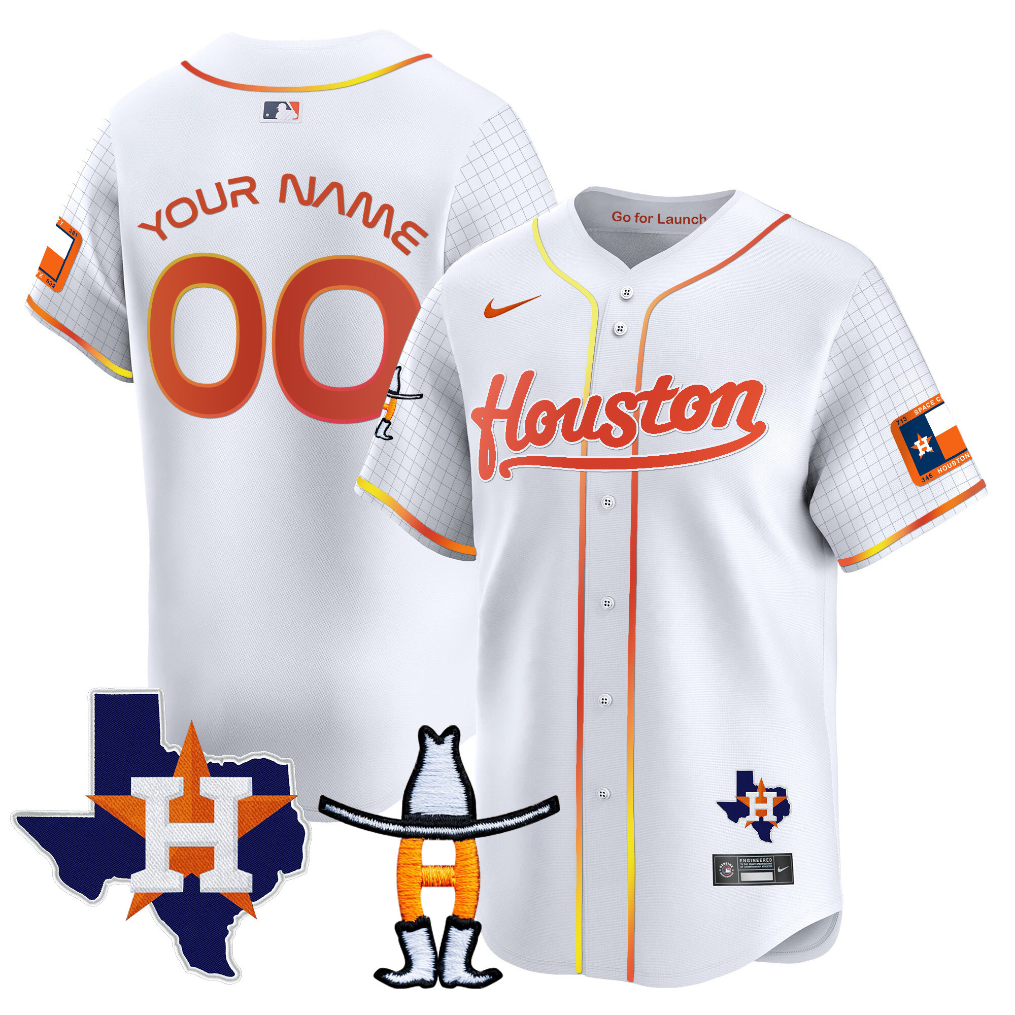 Houston Astros Space City Houston Rodeo Patch Vapor Premier Limited White Jersey - All Stitched