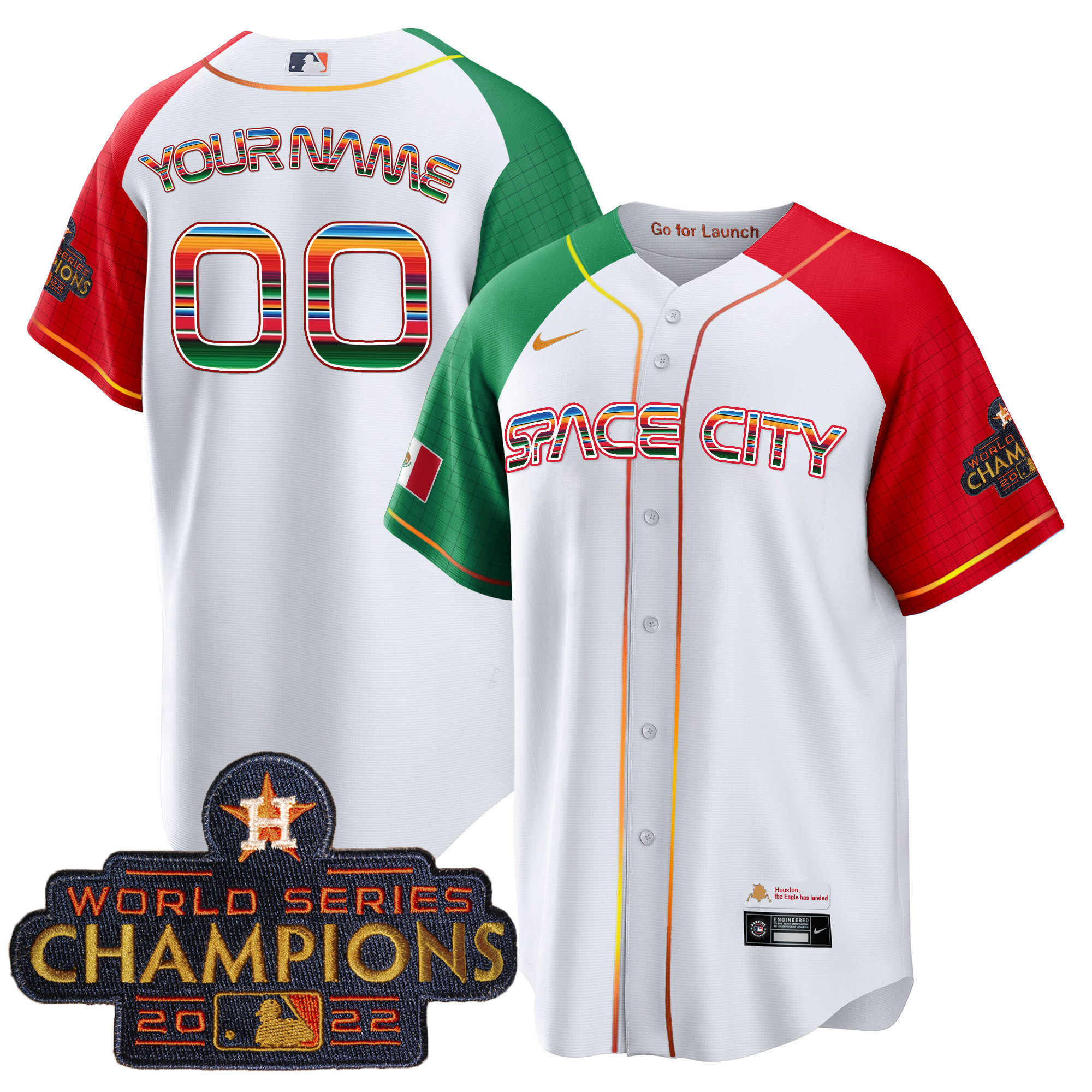 Houston Astros Space City Mexico Cool Base Custom Alternate Jersey - All Stitched