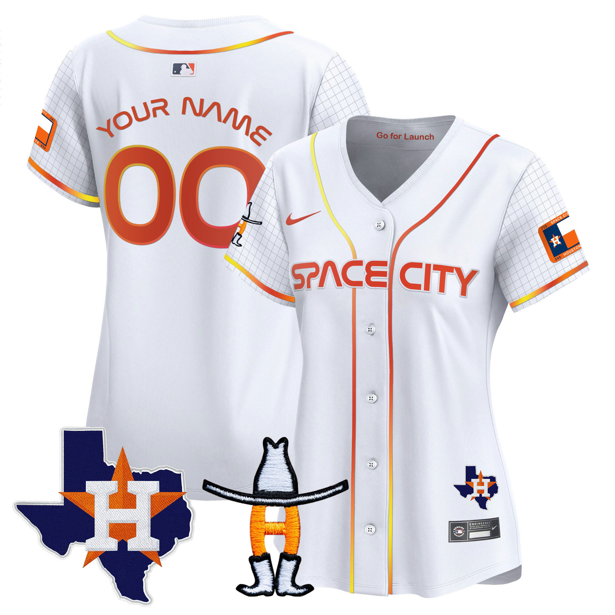Houston Astros Space City Texas Patch Vapor Premier Limited Custom White Jersey - All Stitched