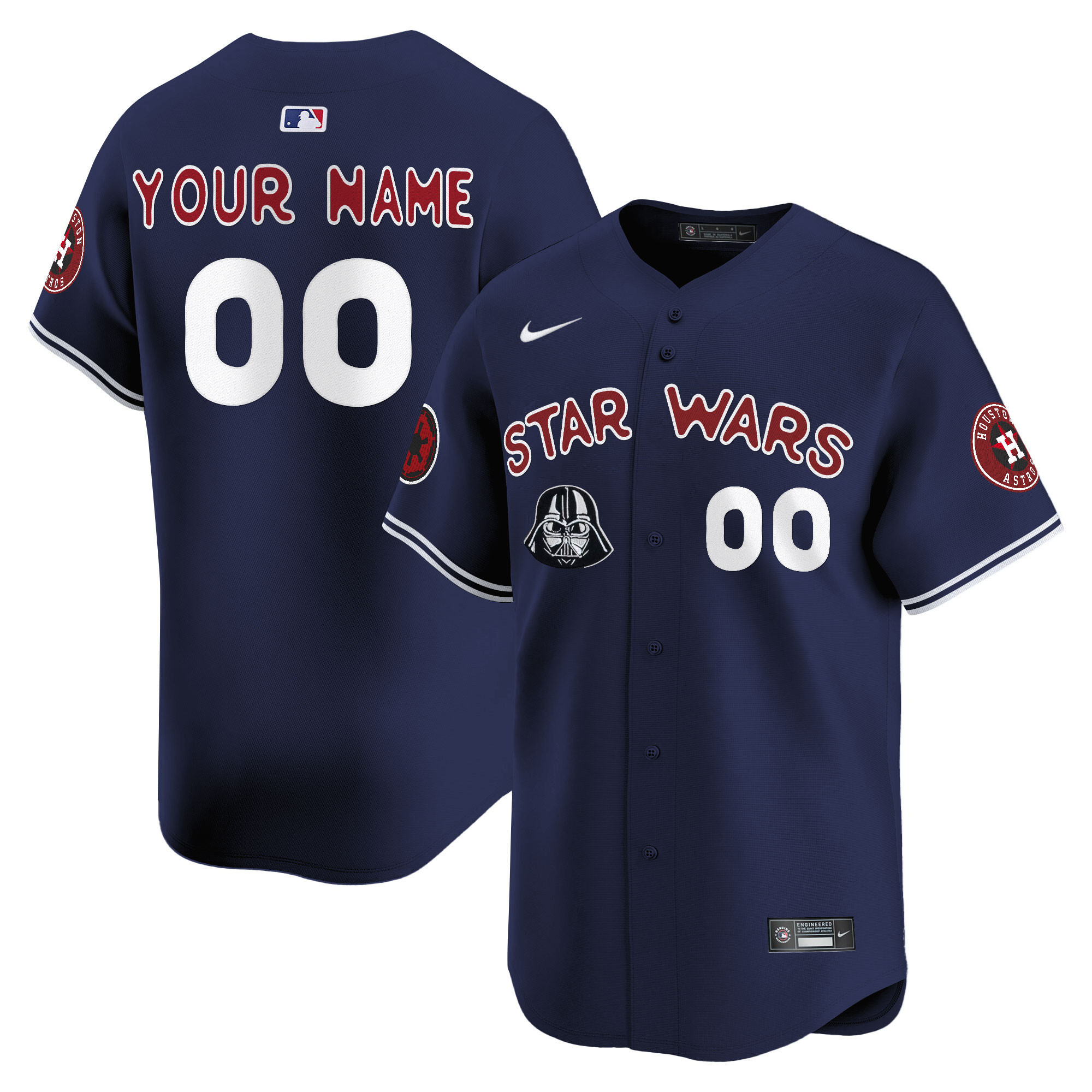 Houston Astros SW Vapor Premier Limited Custom Navy Jersey - All Stitched