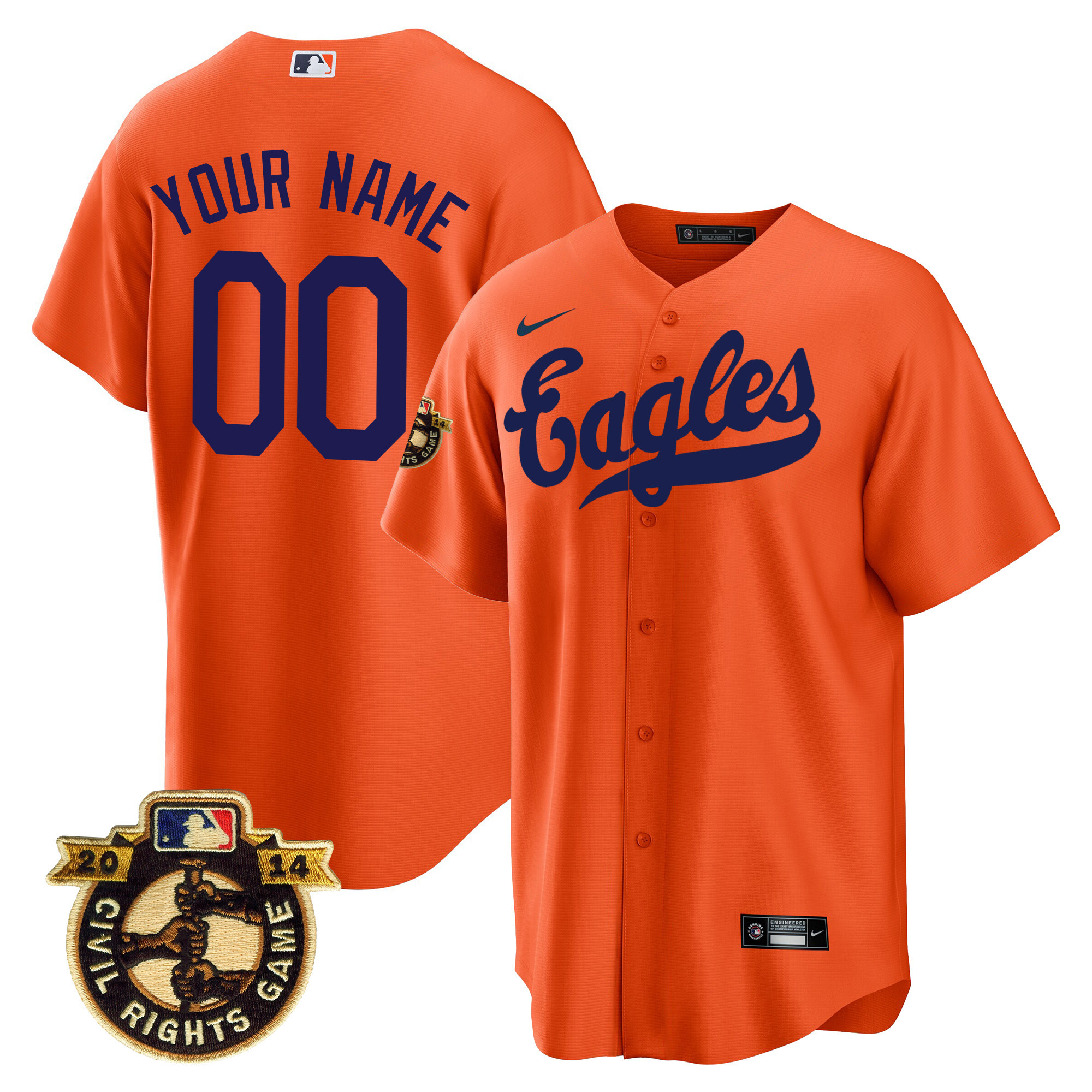 Houston Astros Throwback 1950 Houston Eagles Custom Orange Jersey - All Stitched