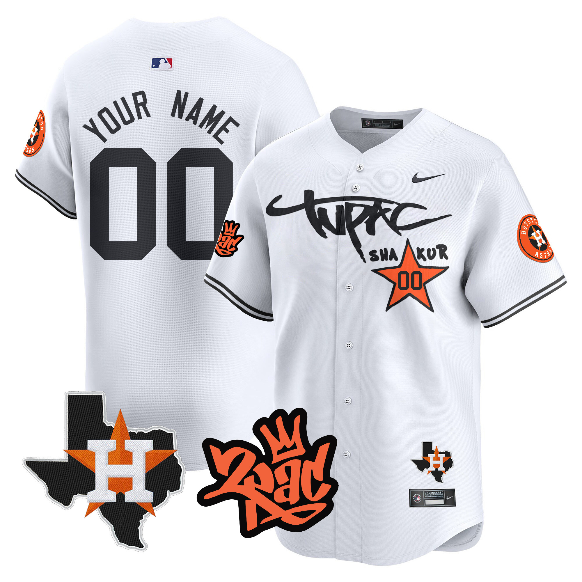 Houston Astros Tupac Shakur Vapor Premier Limited Custom White Jersey - All Stitched