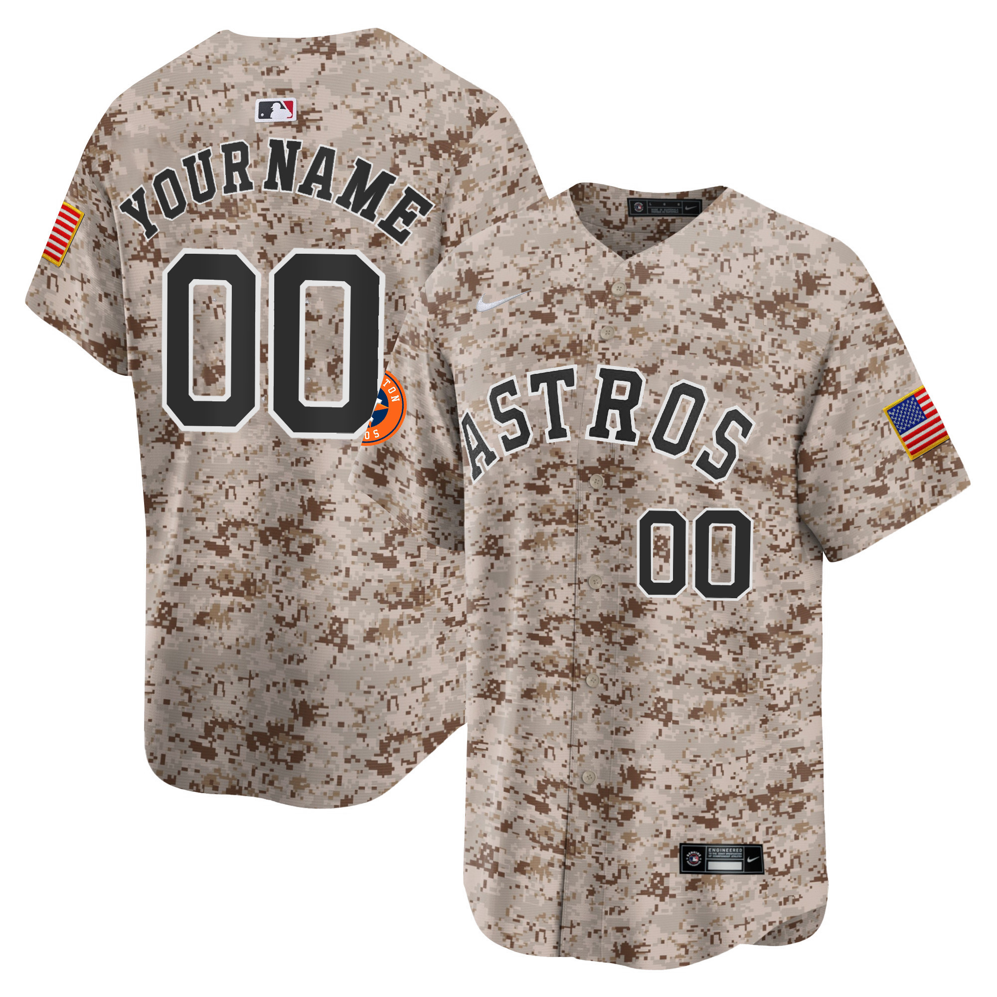 Houston Astros USMC Alternate Vapor Premier Limited Custom Desert Jersey - All Stitched