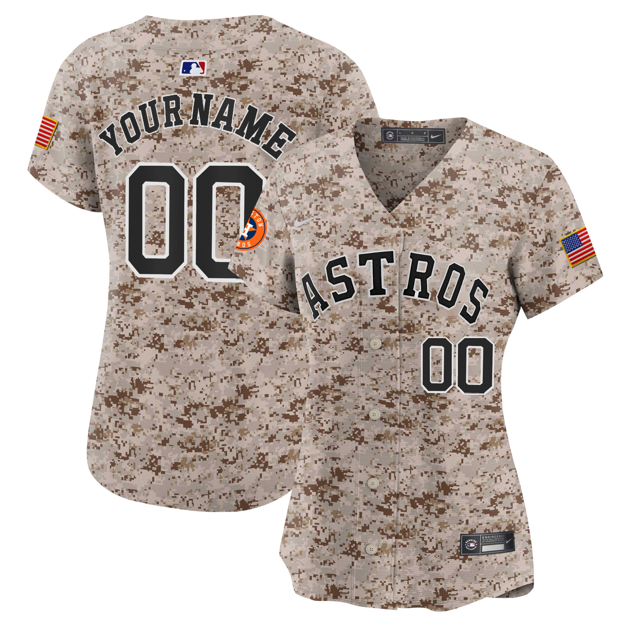 Houston Astros USMC Alternate Vapor Premier Limited Custom Desert Jersey - All Stitched