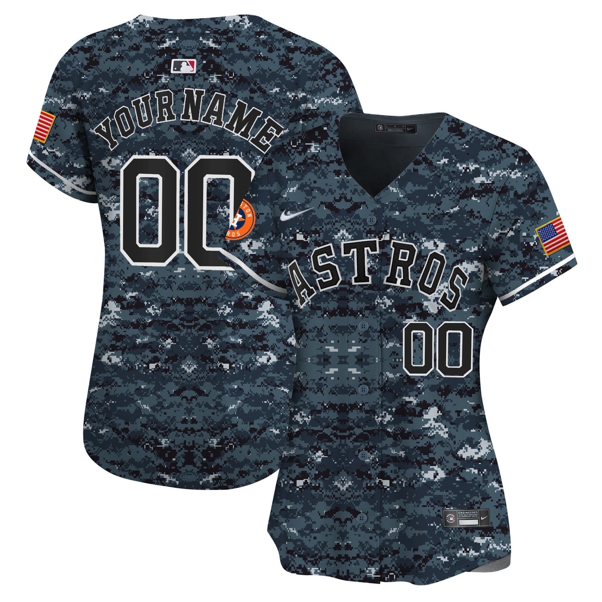 Houston Astros USMC Alternate Vapor Premier Limited Custom Navy Jersey - All Stitched