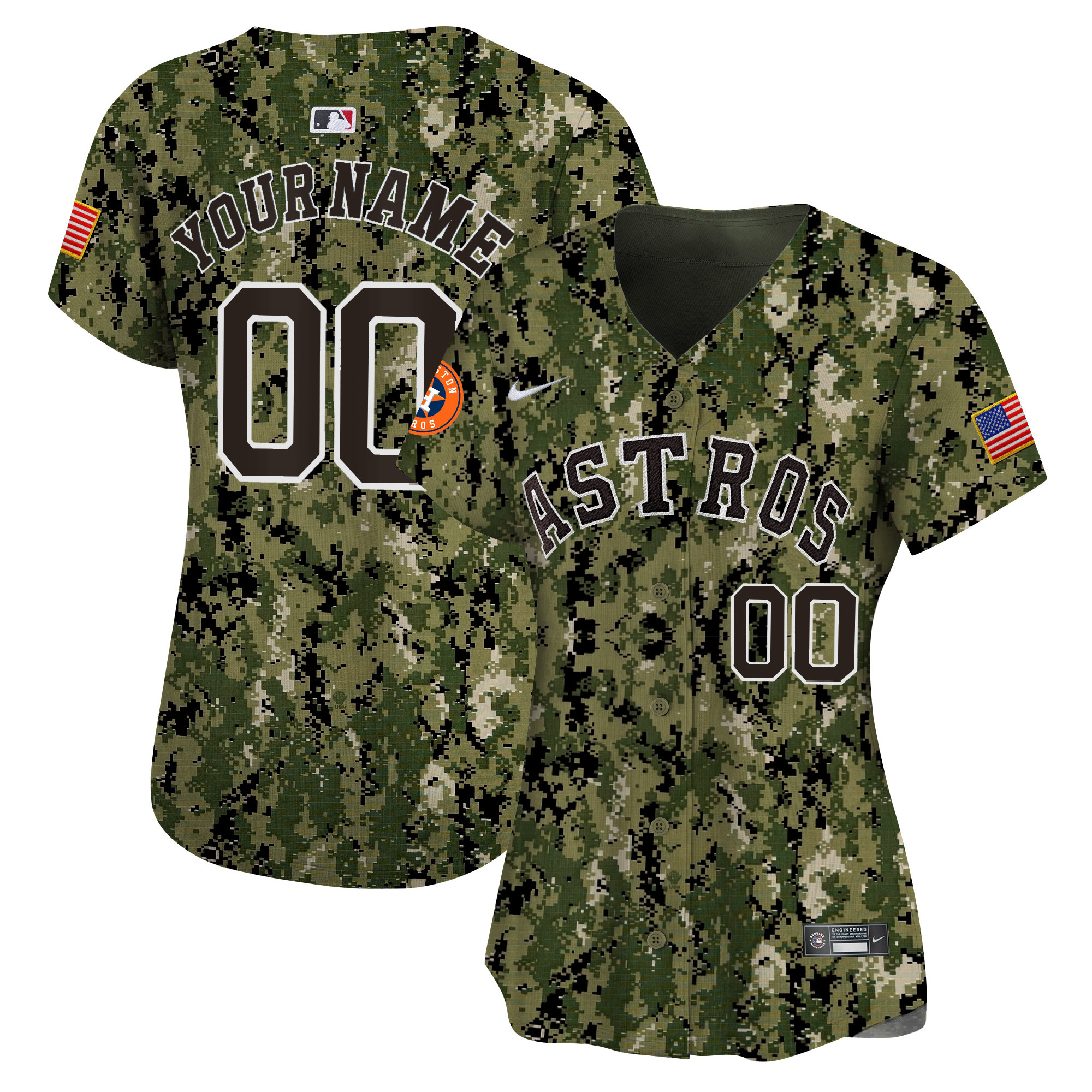 Houston Astros USMC Alternate Vapor Premier Limited Custom Woodland Jersey - All Stitched
