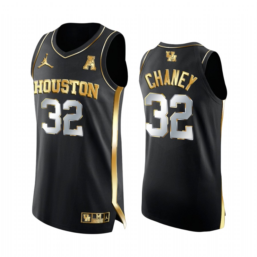 Houston Cougars Reggie Chaney 2021 March Madness Jersey Black Golden