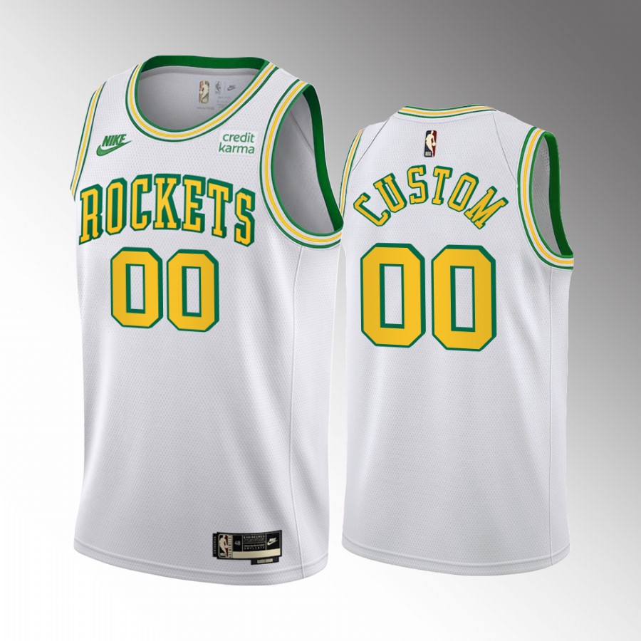 Houston Rockets Custom 2022-23 Classic Edition White #00 Jersey 55th Anniversary