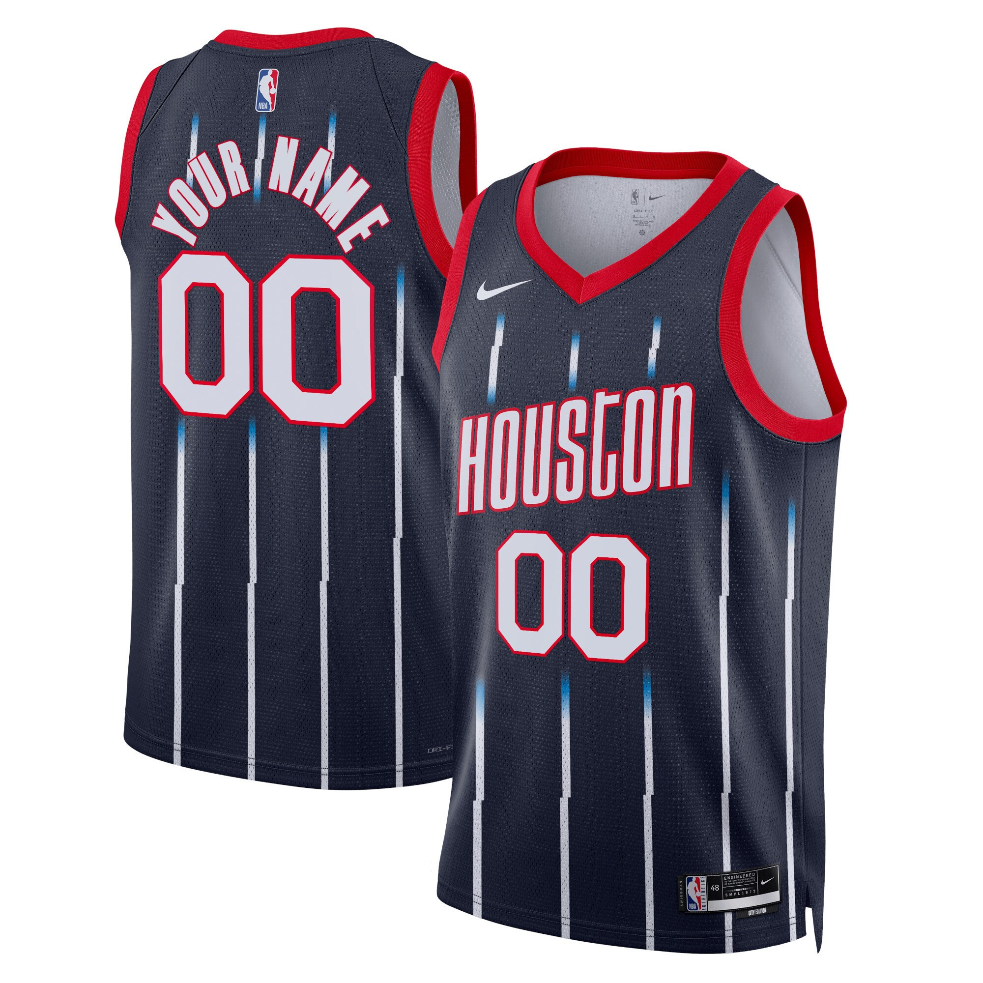Houston Rockets Custom Collection Navy Jersey - All Stitched