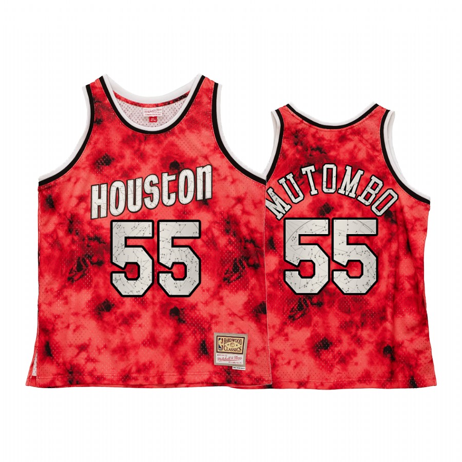 Houston Rockets Dikembe Mutombo Galaxy Constellation Jersey Men Red Throwback
