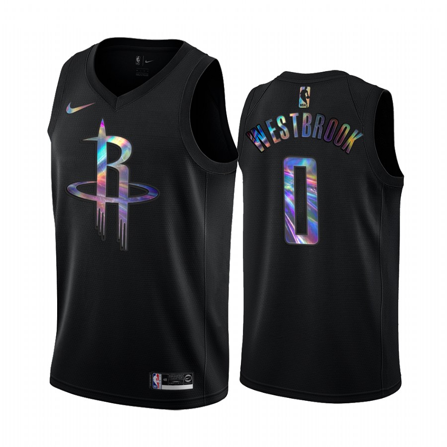Houston Rockets Russell Westbrook #0 Jersey Iridescent HWC Collection Black 2021 Limited