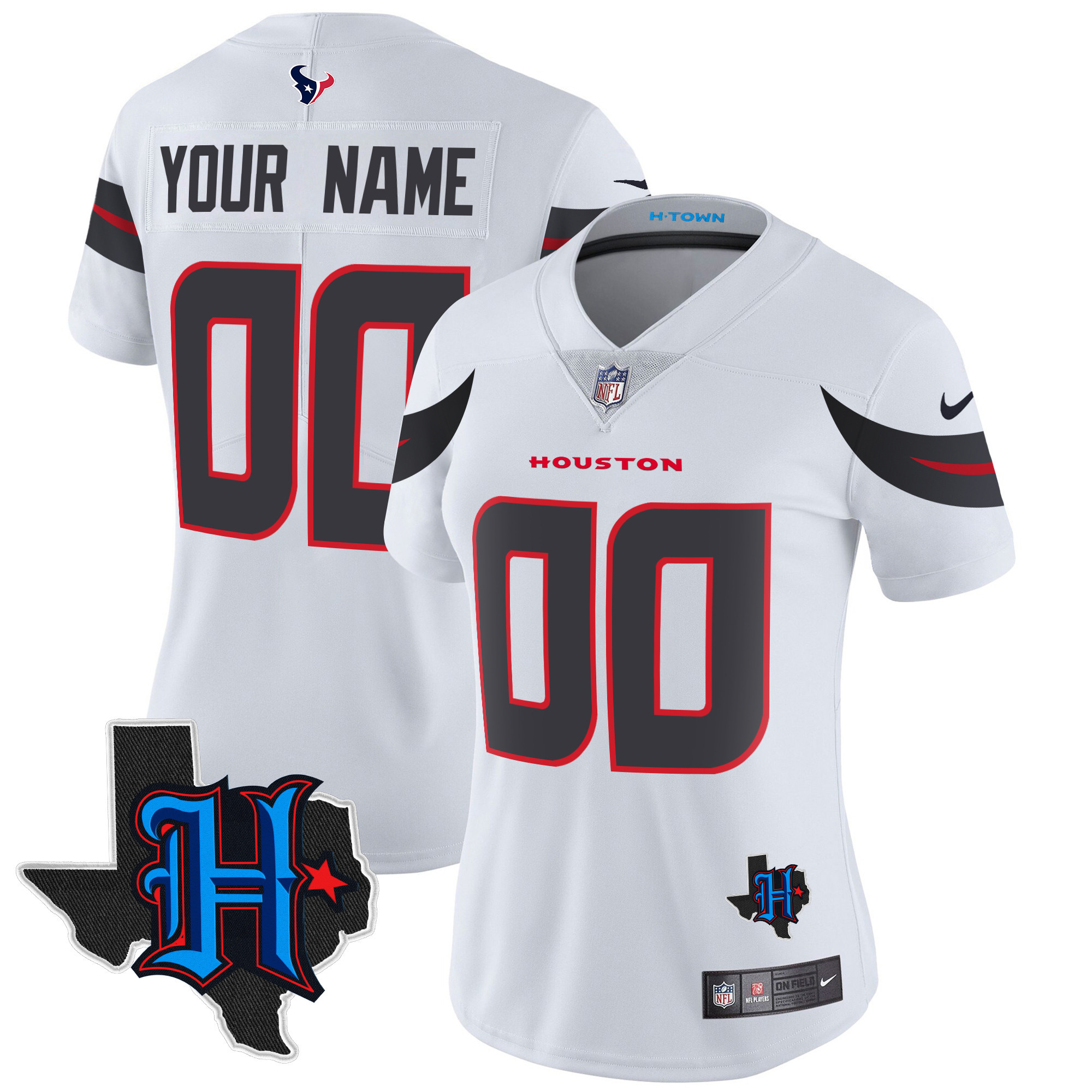 Houston Texans 2024 Texas Patch Vapor Limited Custom White Jersey - All Stitched 