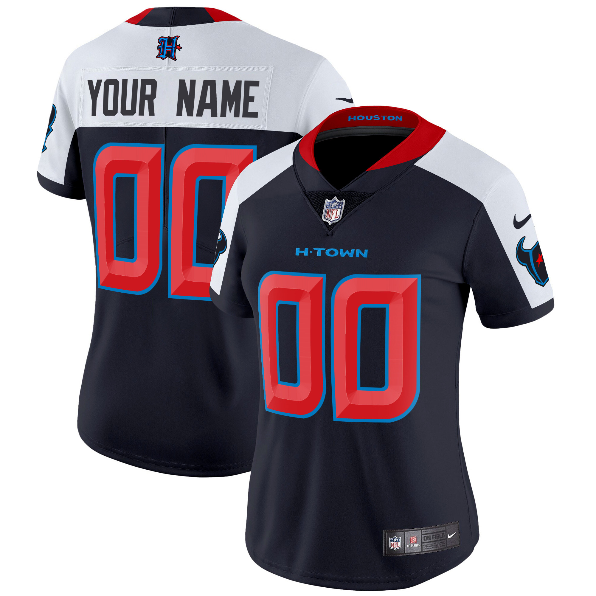 Houston Texans 2024 Vapor Limited Custom Navy Alternate Jersey - All Stitched 