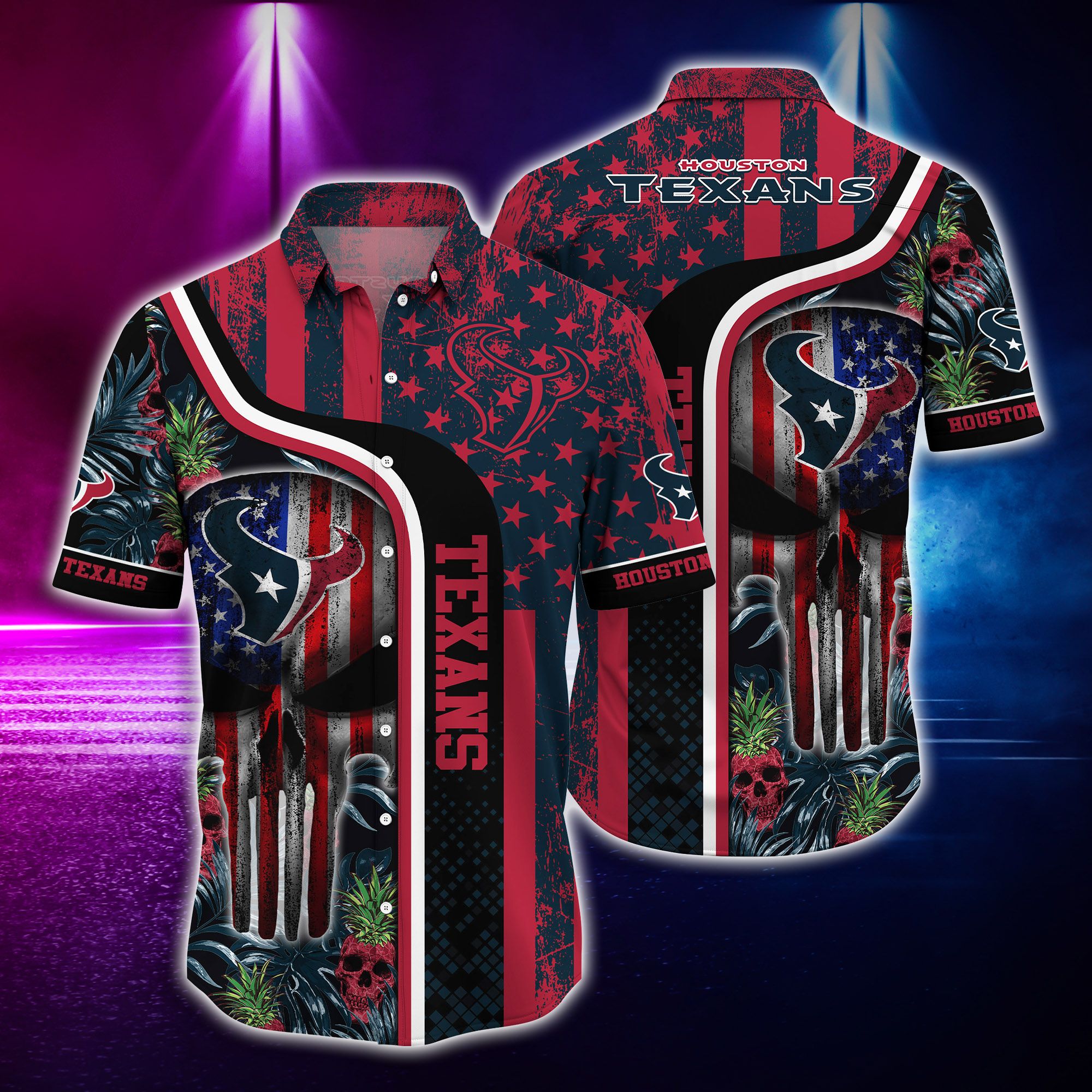 Houston Texans and skull Hawaiian Shirt