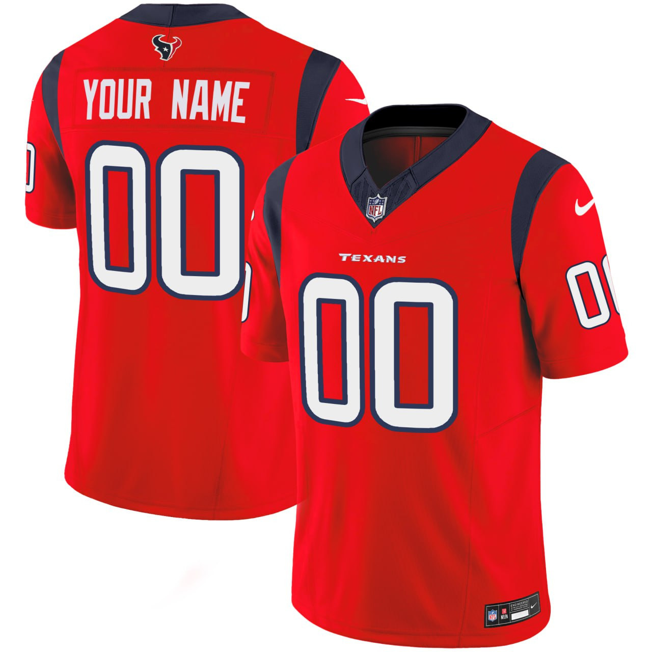 Houston Texans Candy Red Custom Candy Red Jersey - All Stitched 